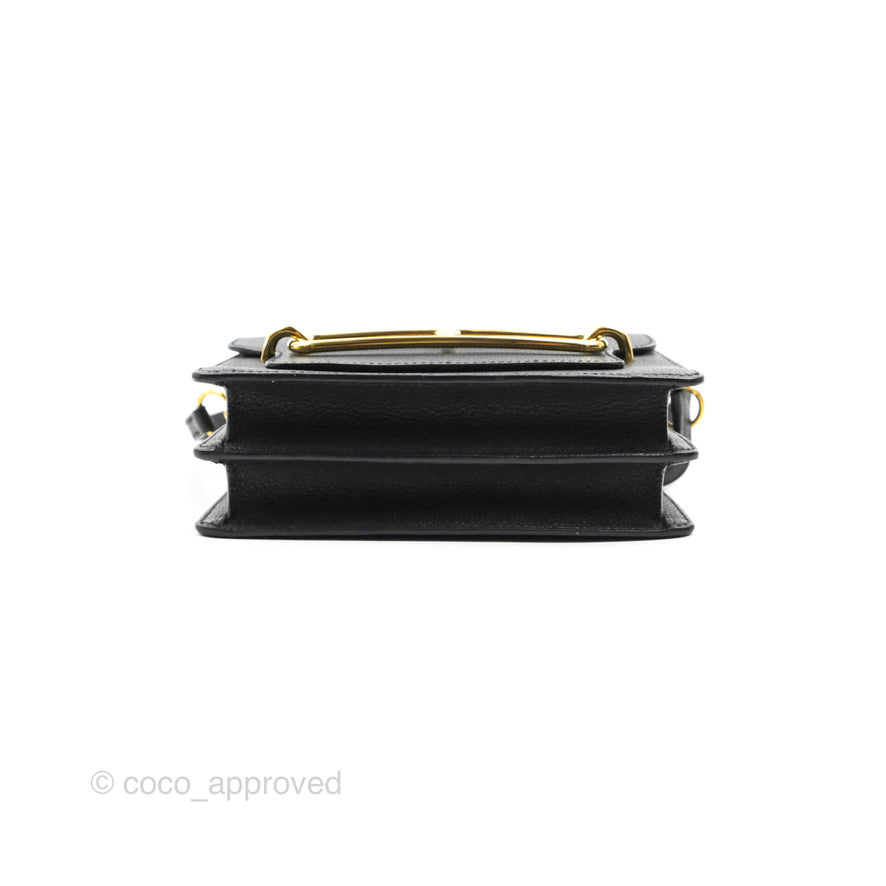 Hermès Roulis Mini 18 Black Clemence Gold Hardware
