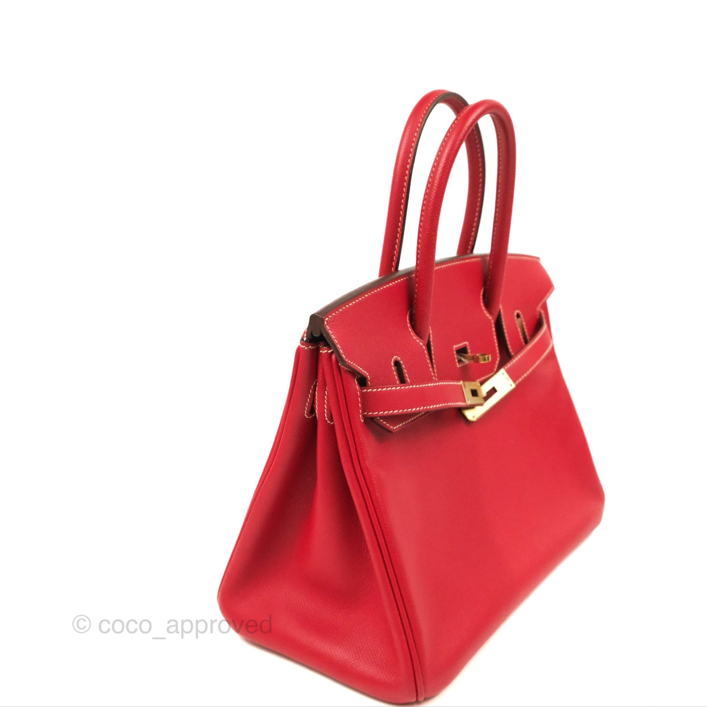 Hermès Candy Birkin 30 Rouge Casque/Blue Thalassa Epsom Permabrass Hardware