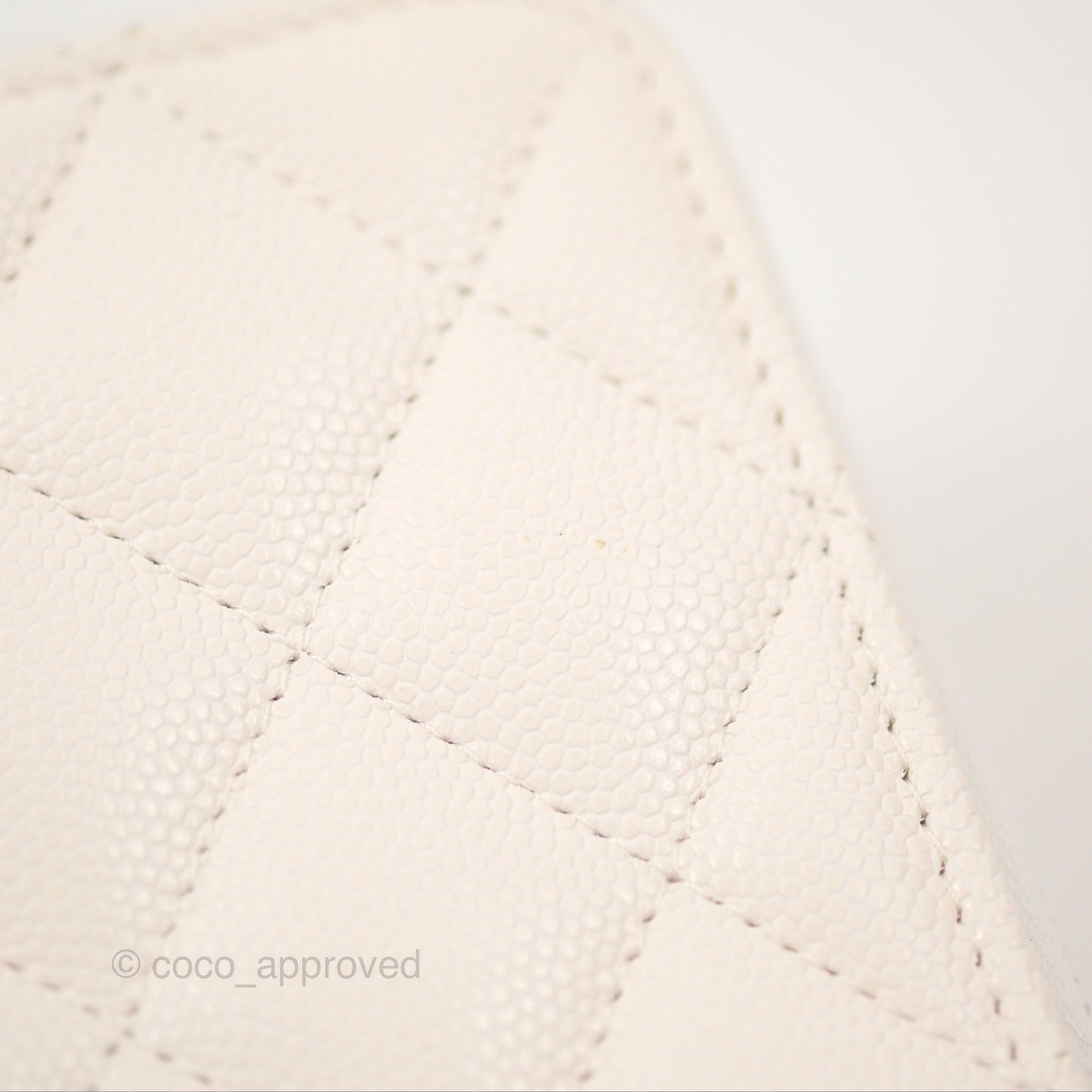 Chanel Quilted Zip Long Wallet White Caviar Silver Hardware
