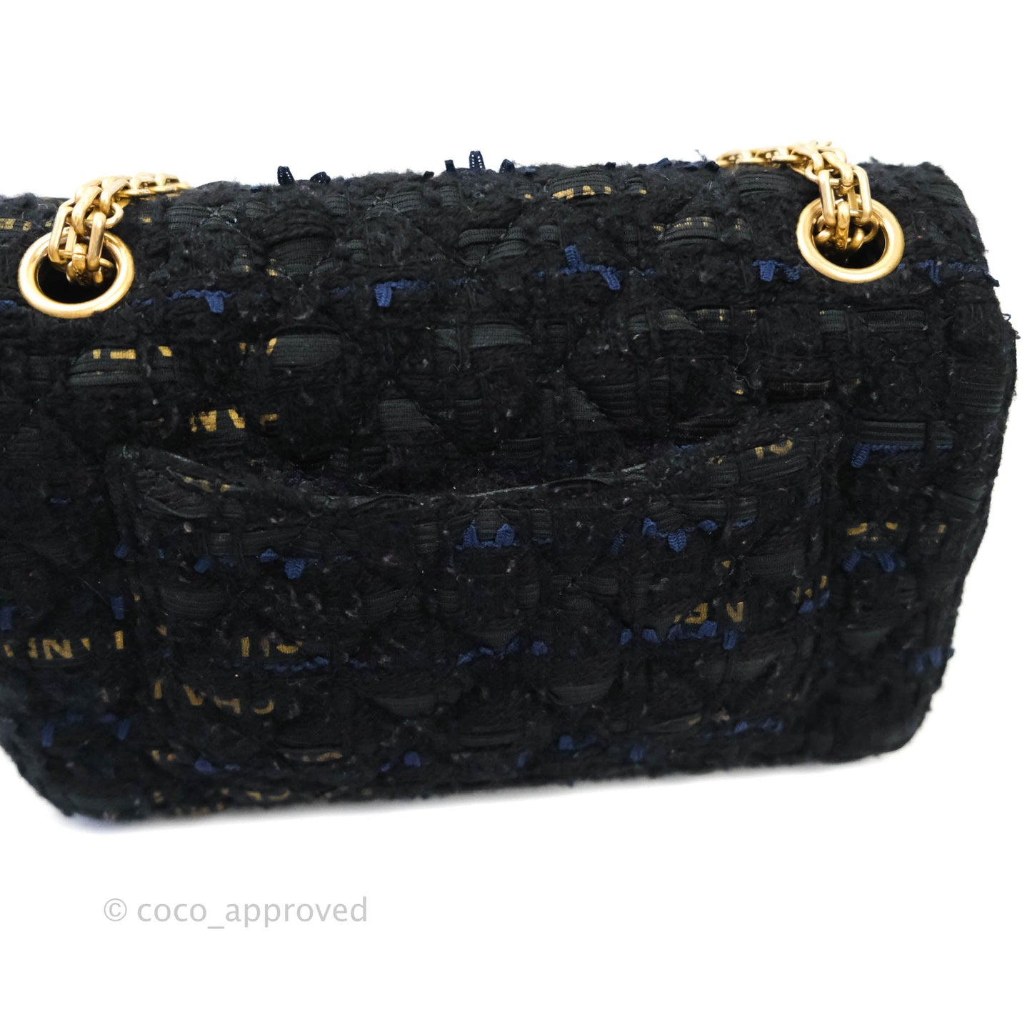 Chanel Mini Reissue 224 Tweed Black Aged Gold Hardware