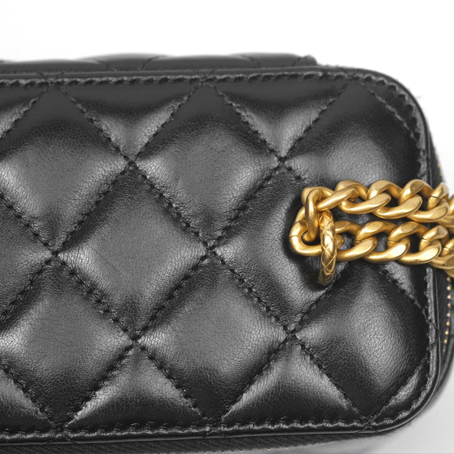 Chanel All Slide Vanity with Adjustable Chain Black Lambskin Aged Gold Hardware