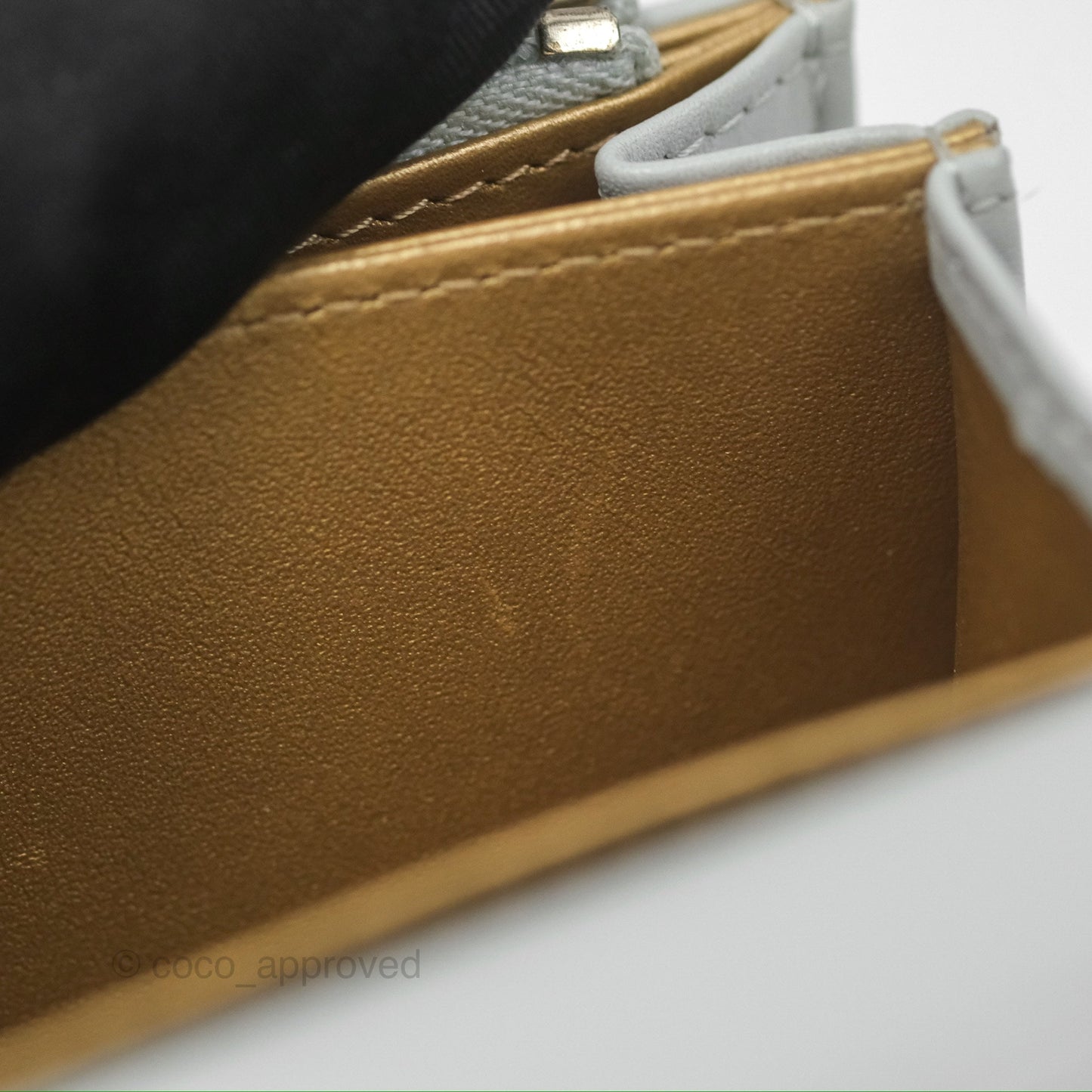 Chanel Crystal CC Mini Cutch with Chain Grey Lambskin Gold Hardware