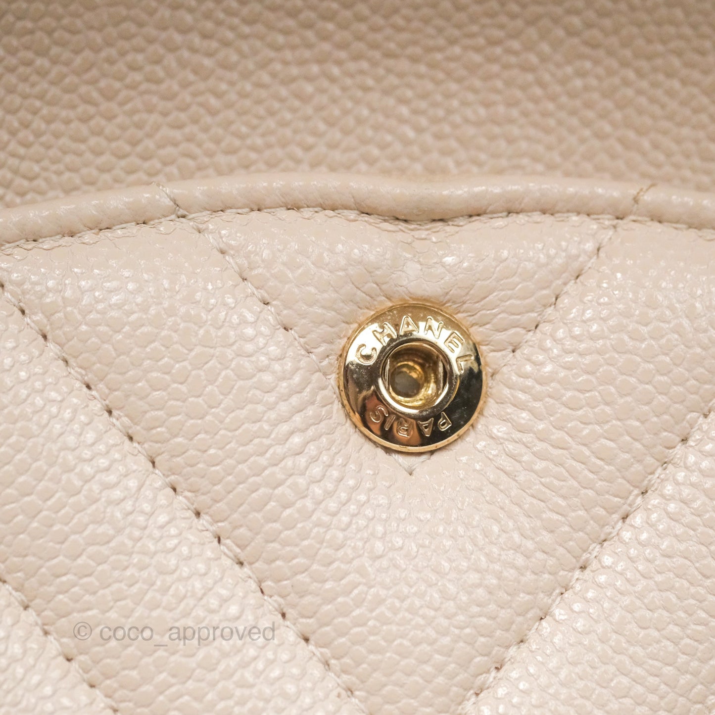 Chanel Classic M/L Medium Double Flap Chevron Light Beige Caviar Gold Hardware 20B