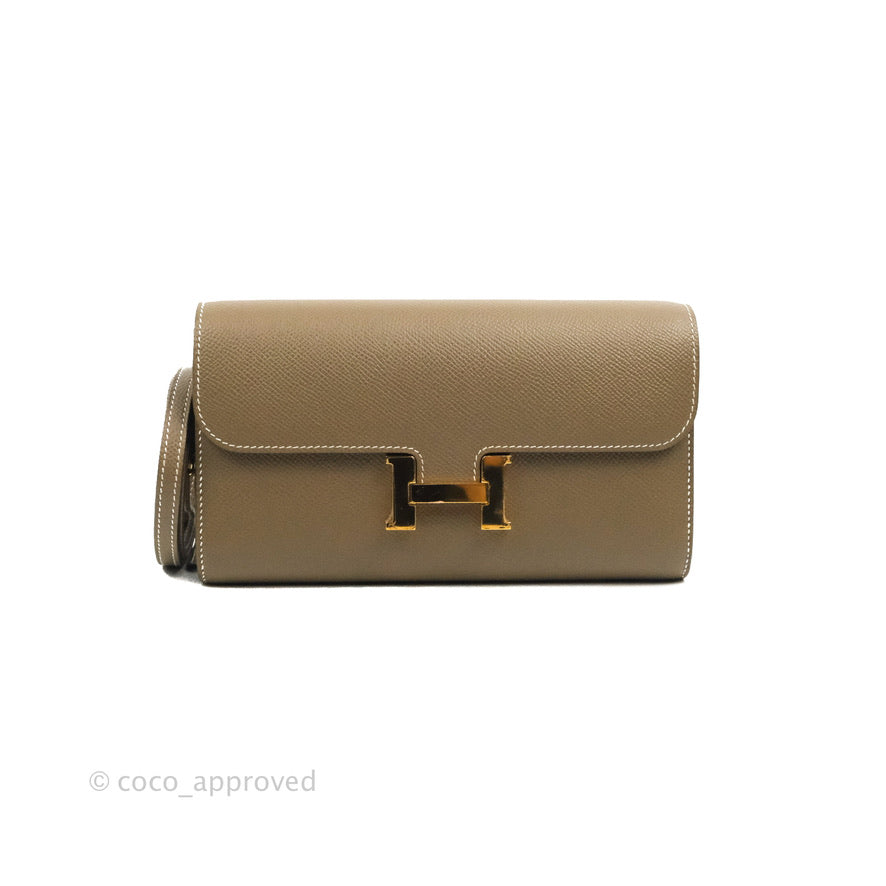 Hermès Constance Long To Go Wallet Etoupe Epsom Gold Hardware