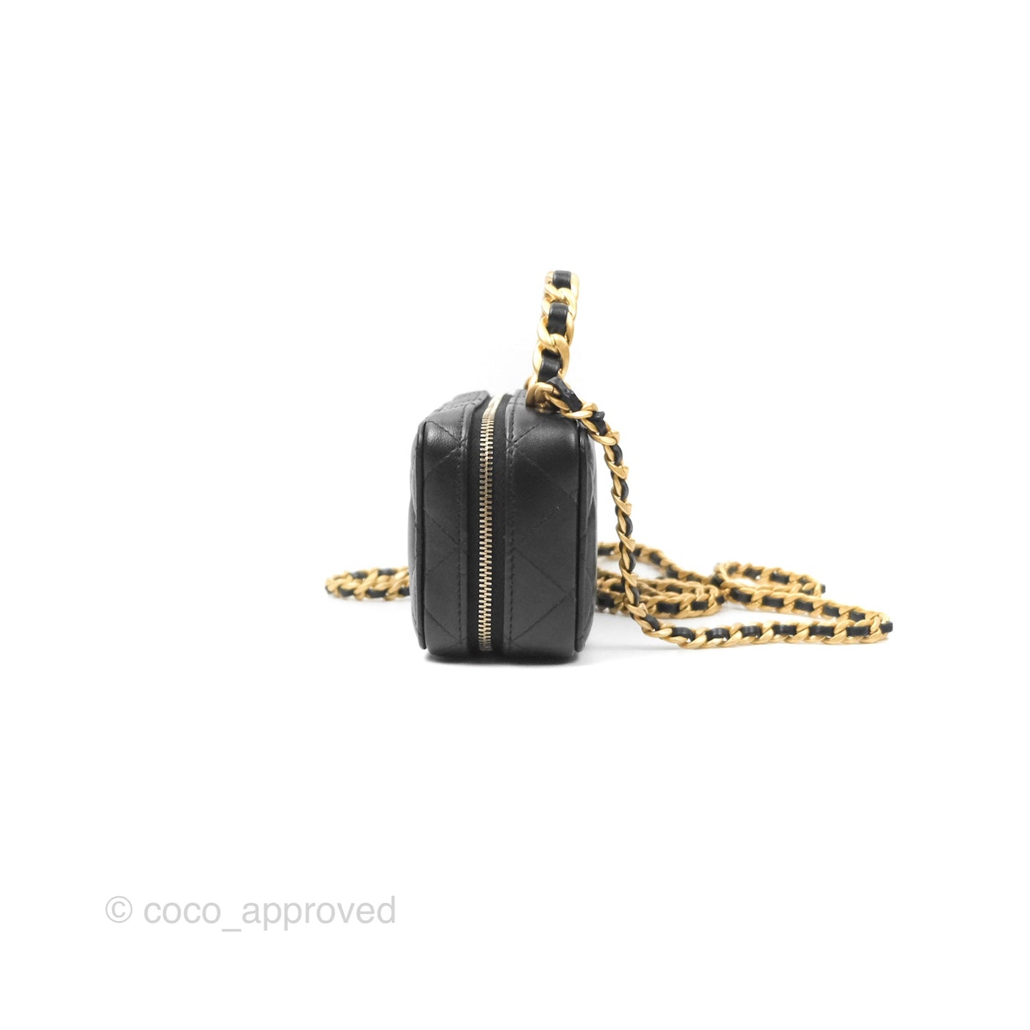 Chanel Top Handle Vanity Case Black Lambskin Aged Gold Hardware 22A
