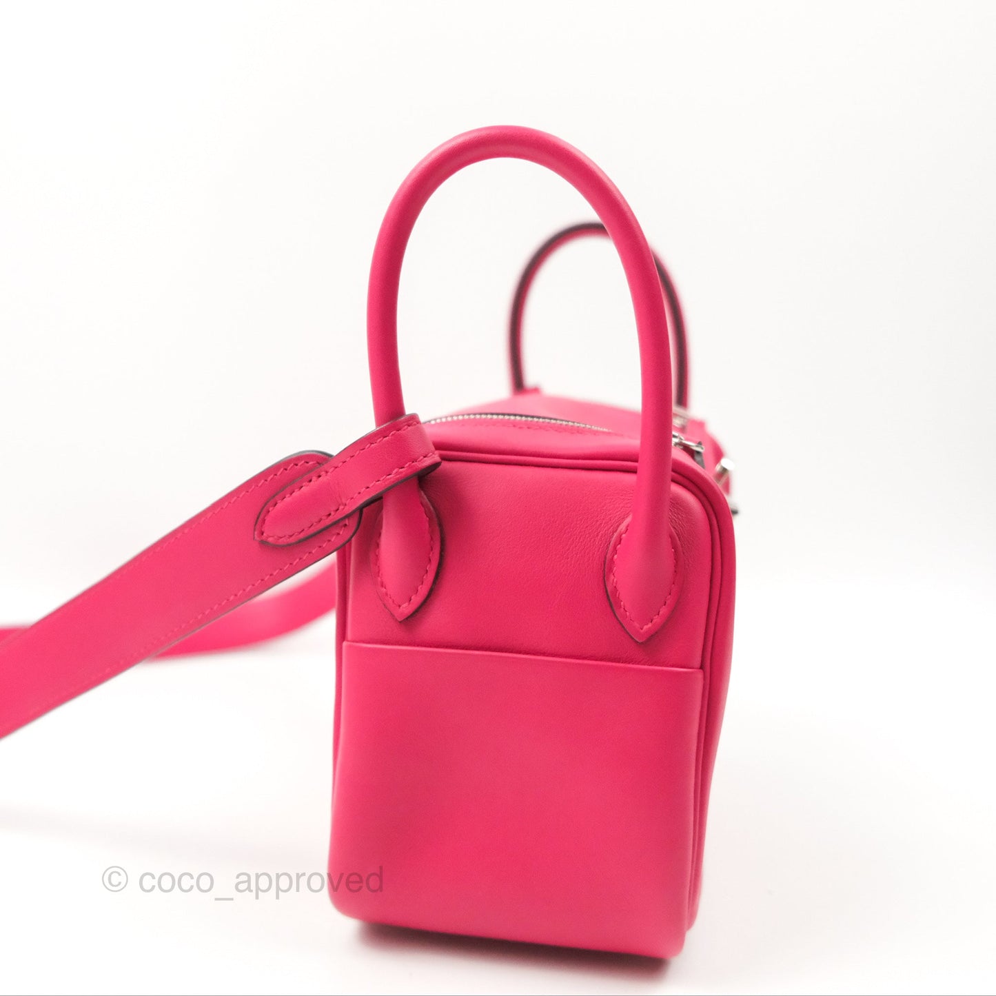 Hermès Mini Lindy 20 Framboise / Rouge Sellier Swift Palladium Hardware