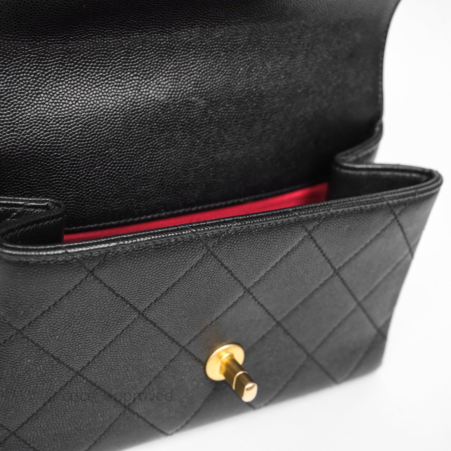 Chanel Mini Bracelet On Chain Flap Bag Flat Quilted Black Caviar Aged Gold Hardware