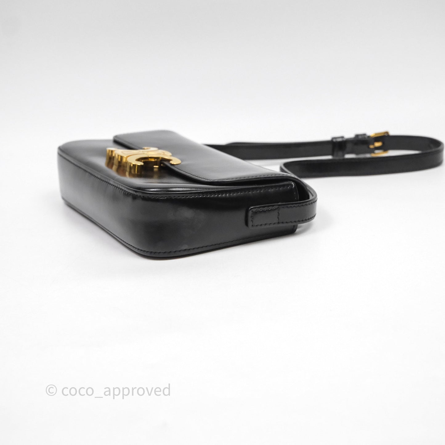 Celine Triomphe Shoulder Bag Black Calfskin