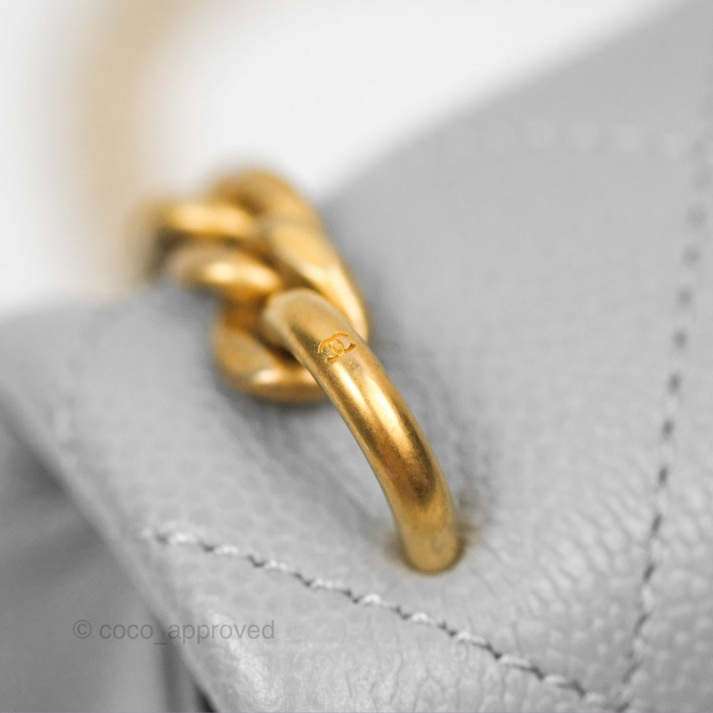 Chanel Mini Flap Bag Heart Adjustable Chain Grey Caviar Aged Gold Hardware