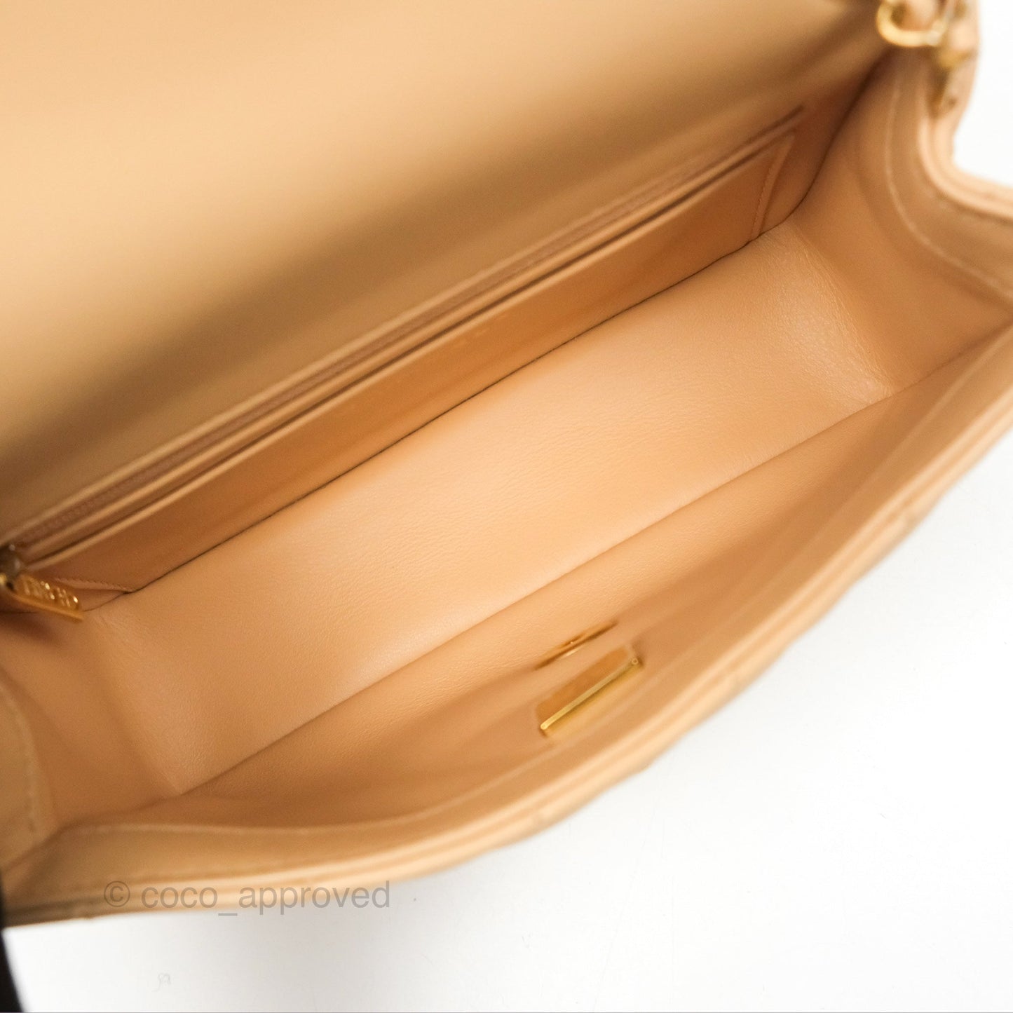 Chanel Pearl Crush Mini Rectangular Beige Lambskin Aged Gold Hardware