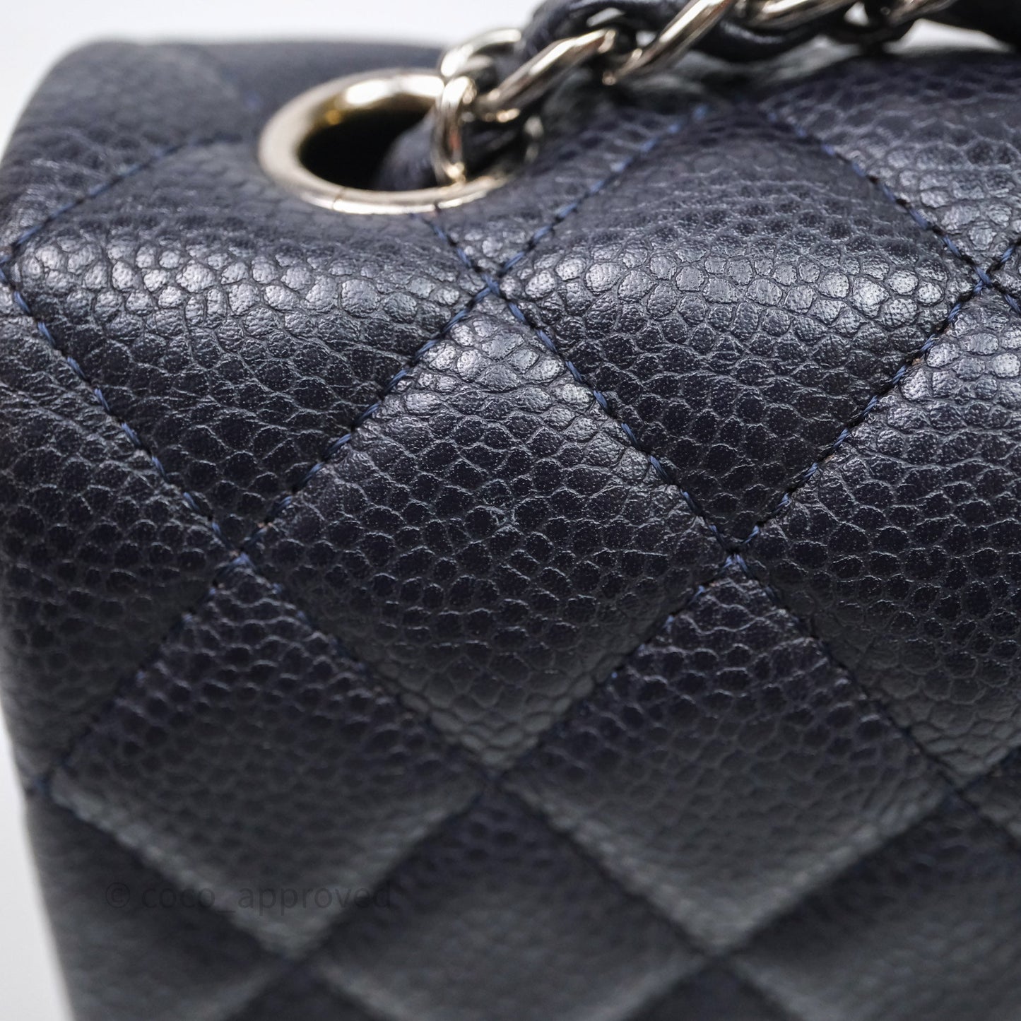 Chanel Mini Rectangular Quilted Dark Navy Caviar Silver Hardware