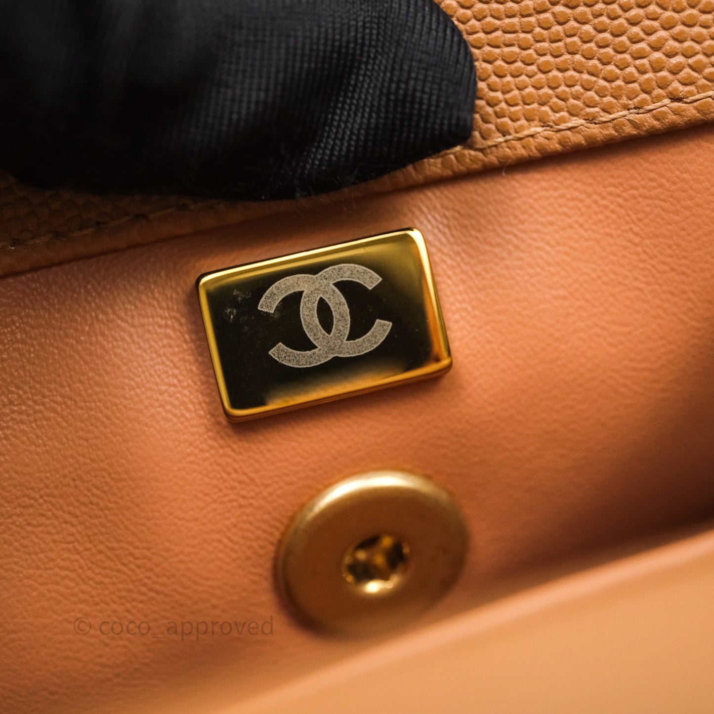 Chanel Small Coco Handle with Chain Handle Beige Caviar Aged Gold Hardware 23P