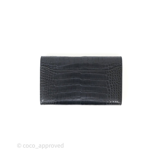 Hermes Constance Wallet Bleu Nuit 2Z Matte Alligator Ombre Lizard Buckle