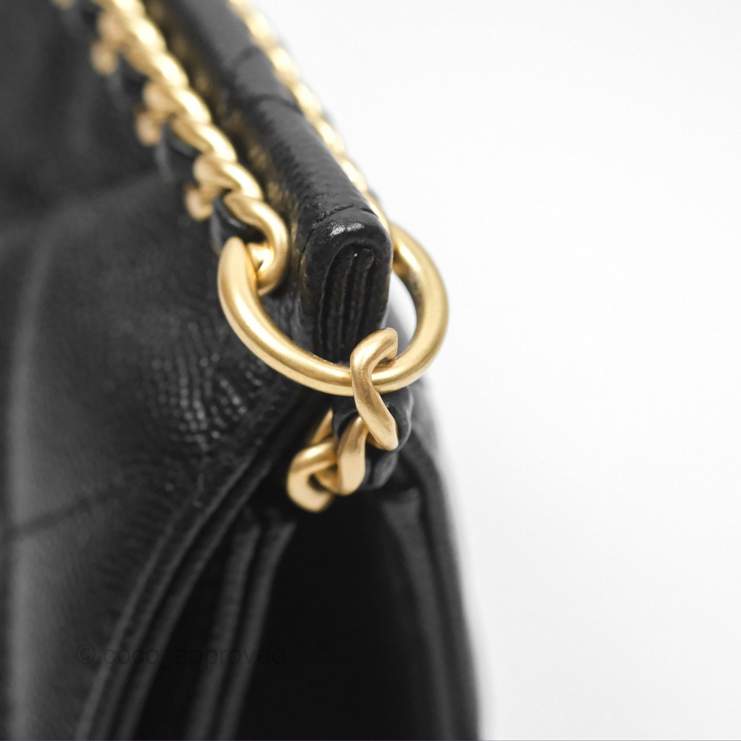 Chanel Chain Flap Bag Black Caviar Aged Gold Hardware 23A