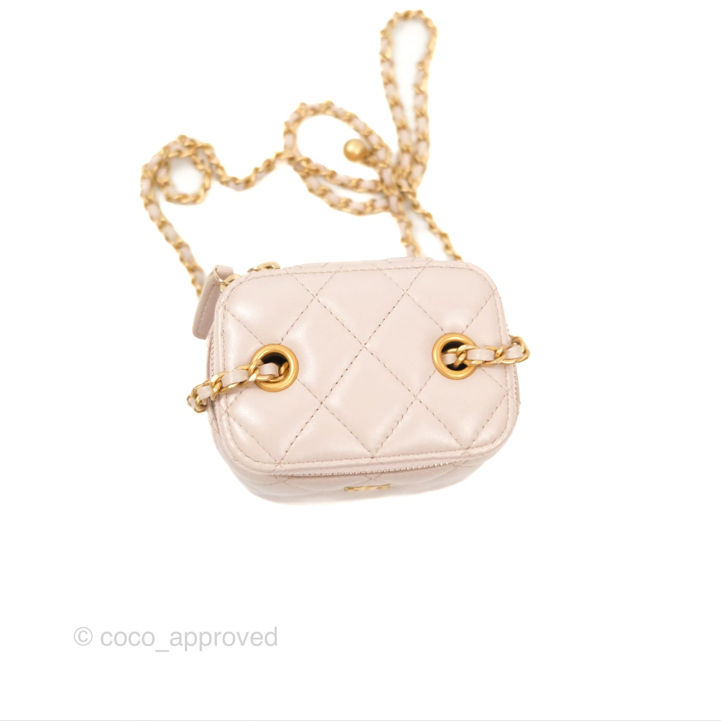 Chanel Classic Pearl Crush Mini Vanity With Chain Lilac Pink Lambskin Aged Gold Hardware