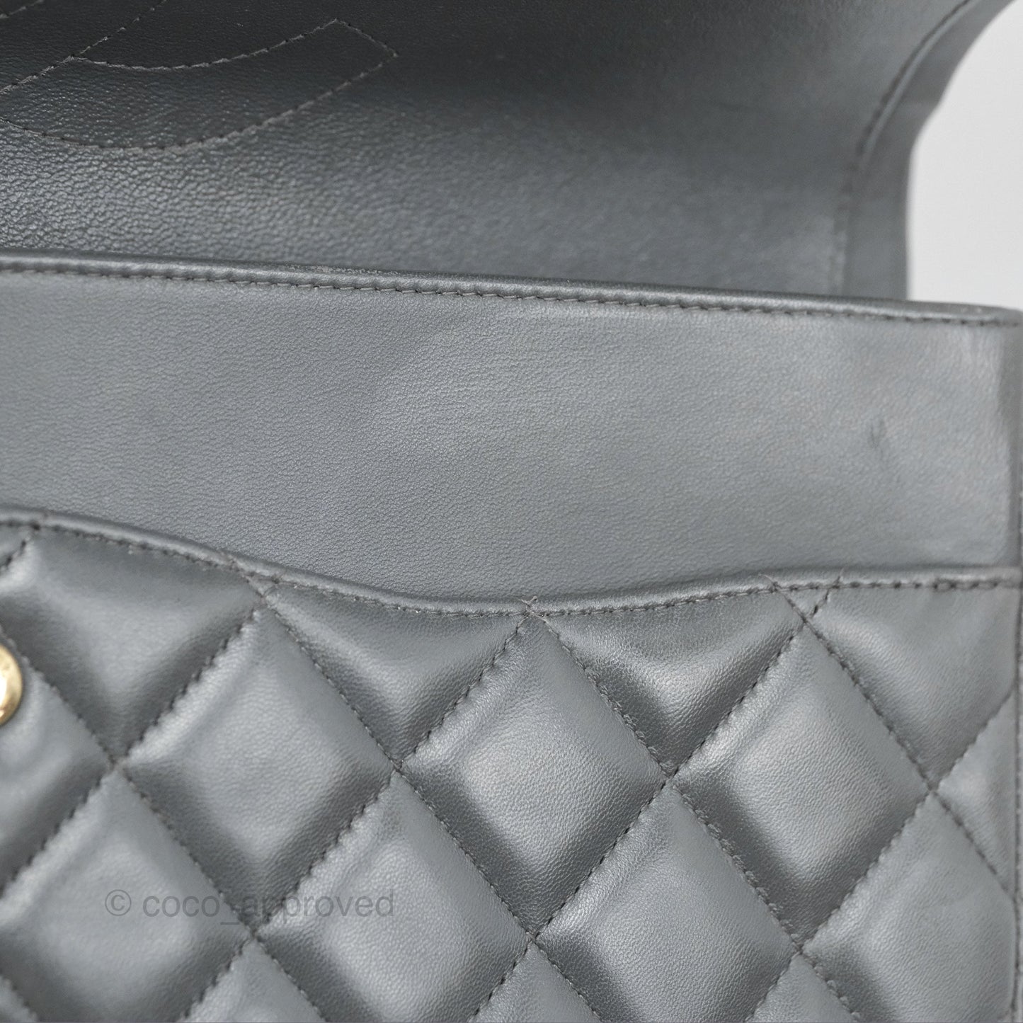 Chanel Jumbo Double Flap Dark Grey Lambskin Brushed Gold Hardware⁣⁣