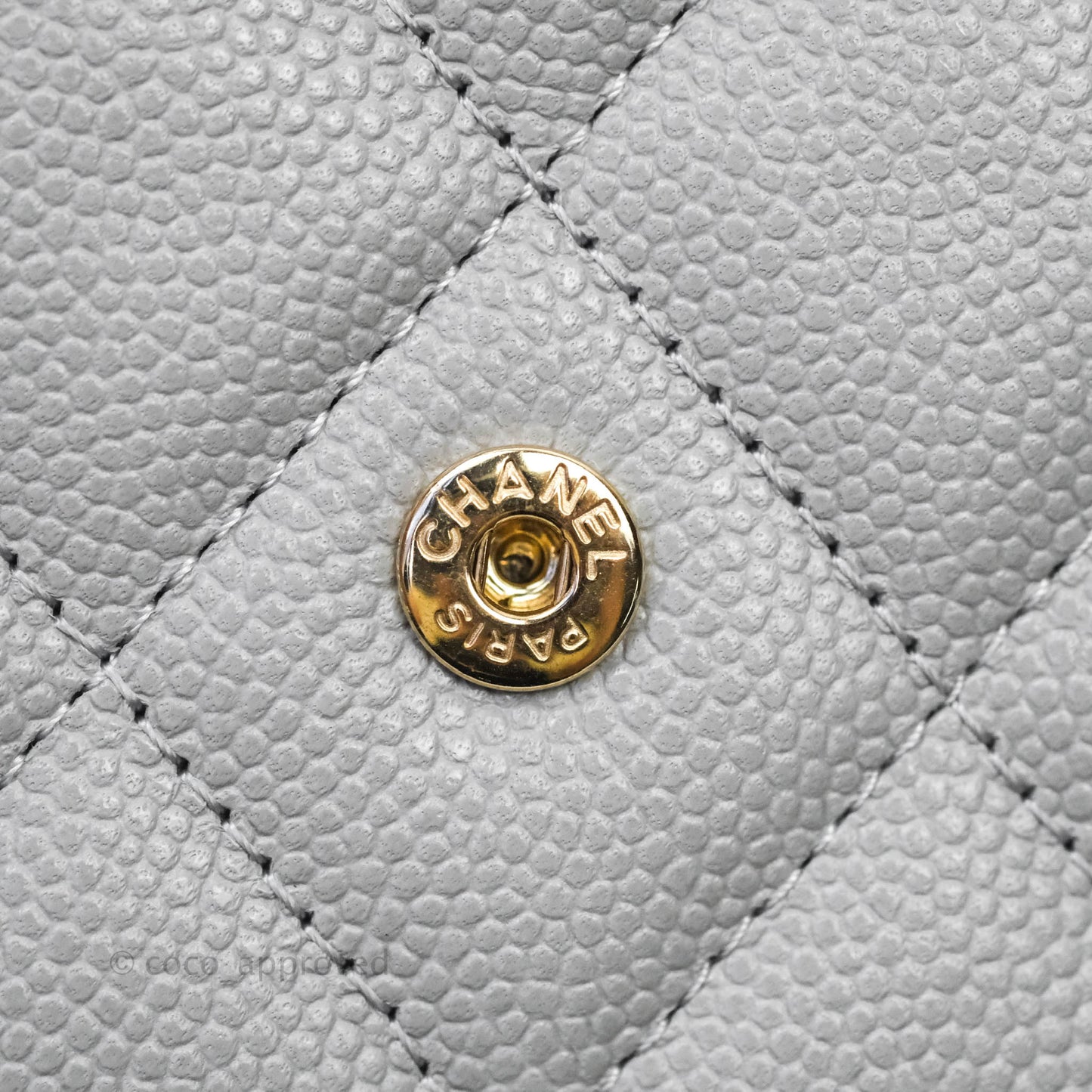 Chanel Quilted Classic Compact Wallet Grey Caviar Gold Hardware 21A
