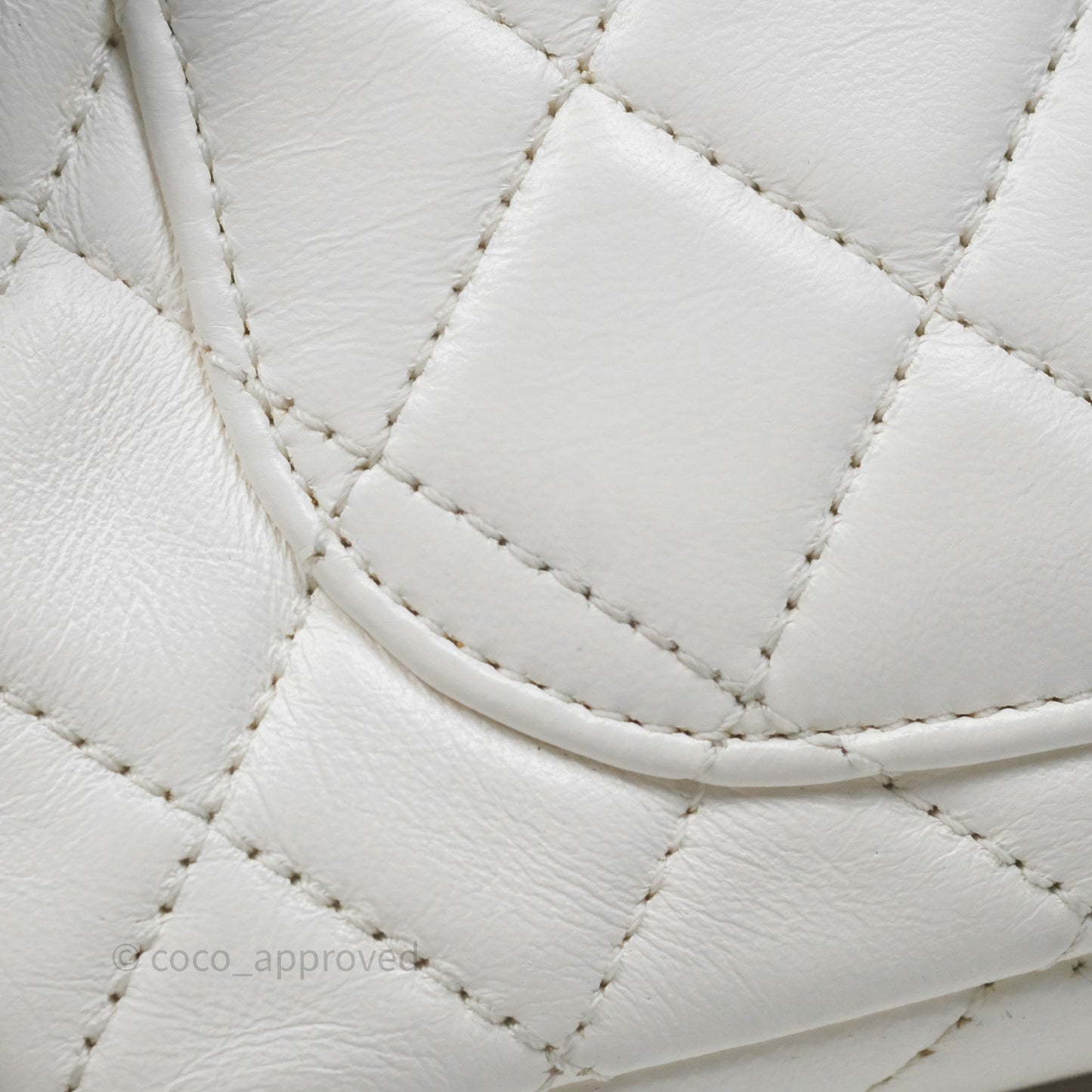 Chanel Mini Rectangular Pearl Crush Quilted White Lambskin Aged Gold Hardware