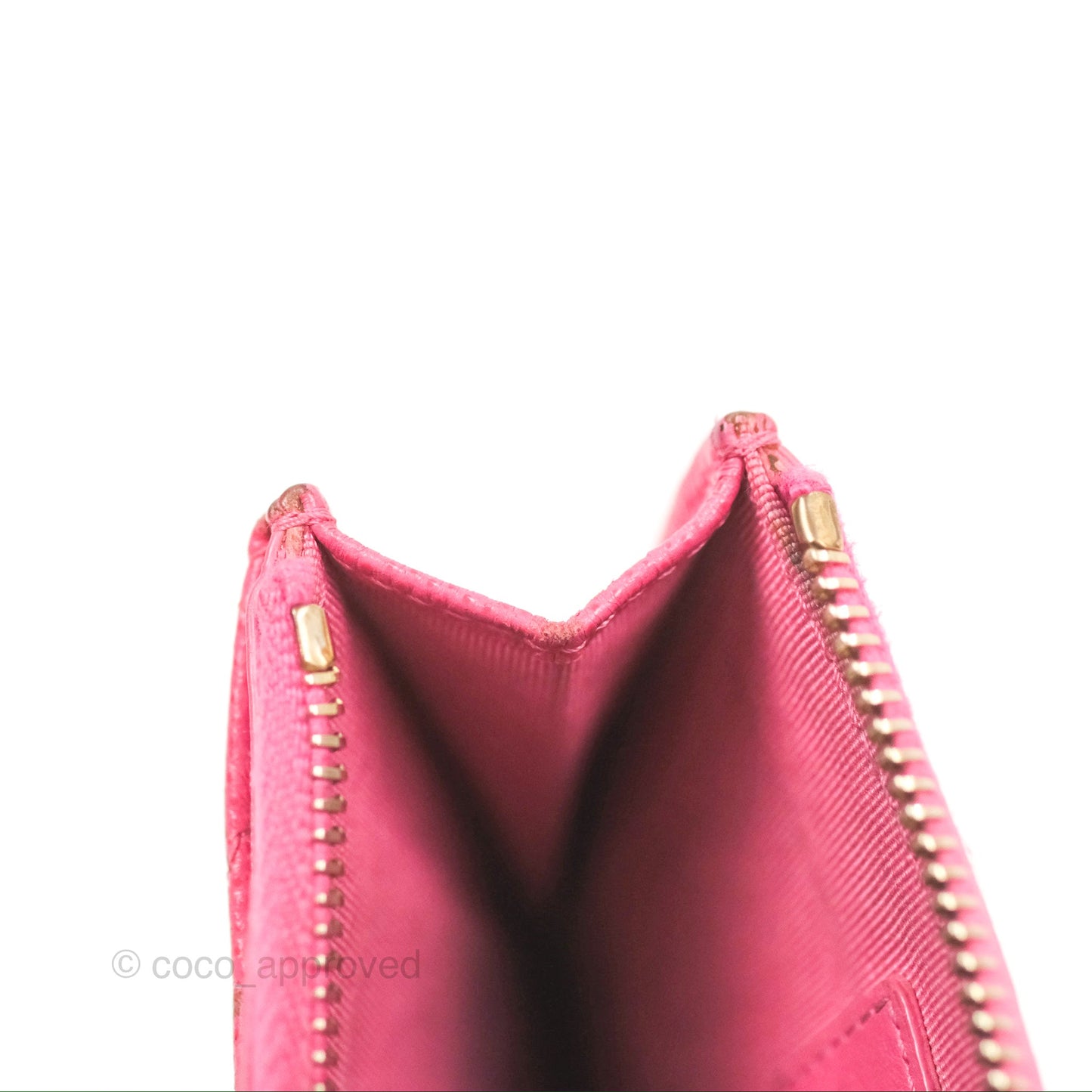 Chanel Quilted CC Zipped Card Holder Dark Pink Caviar Gold Hardware