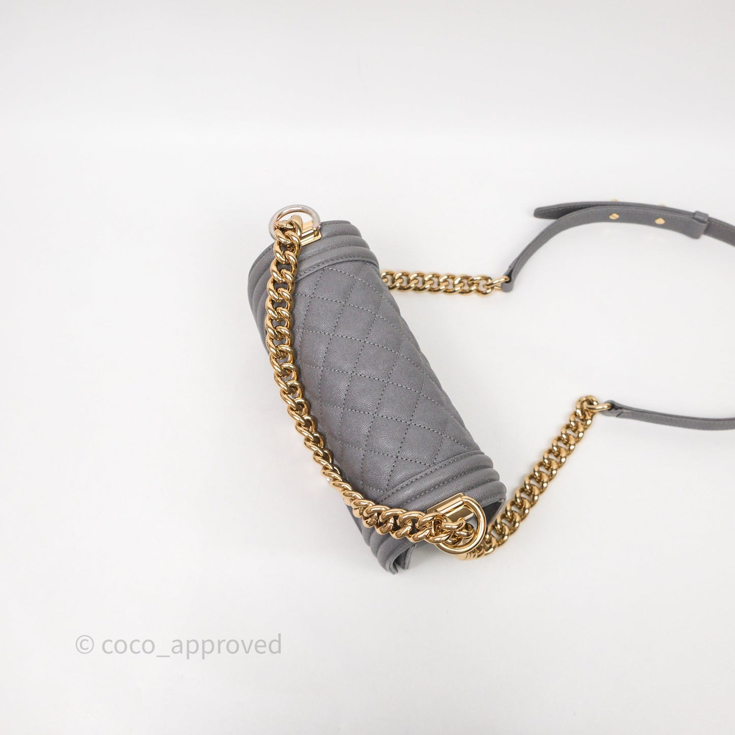 Chanel Small Boy Dark Grey Caviar Gold Hardware