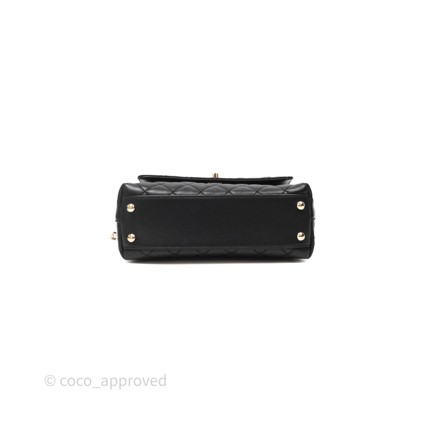 Chanel Small Quilted Coco Handle Black Caviar Gold Hardware