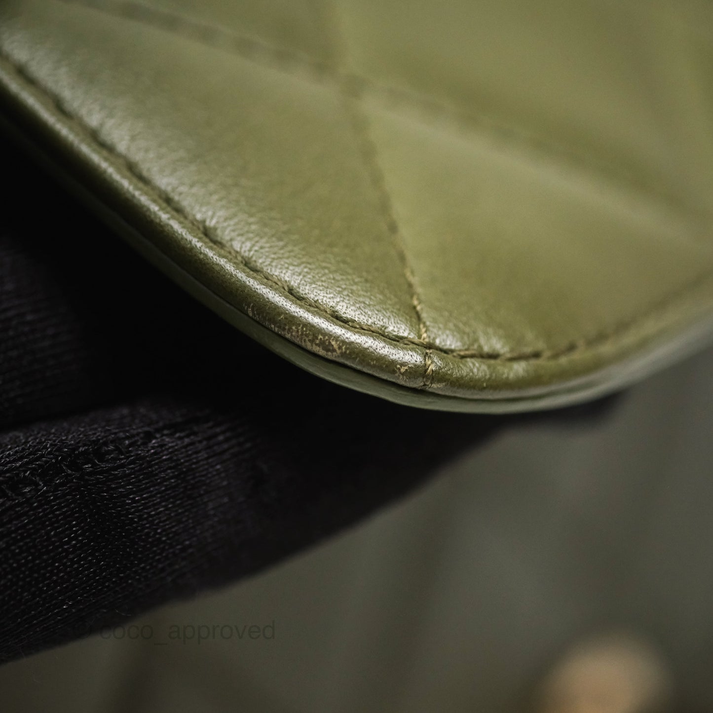 Chanel Small Coco Lady Quilted Flap Bag With Top Handle Olive Green Calfskin Gold Hardware