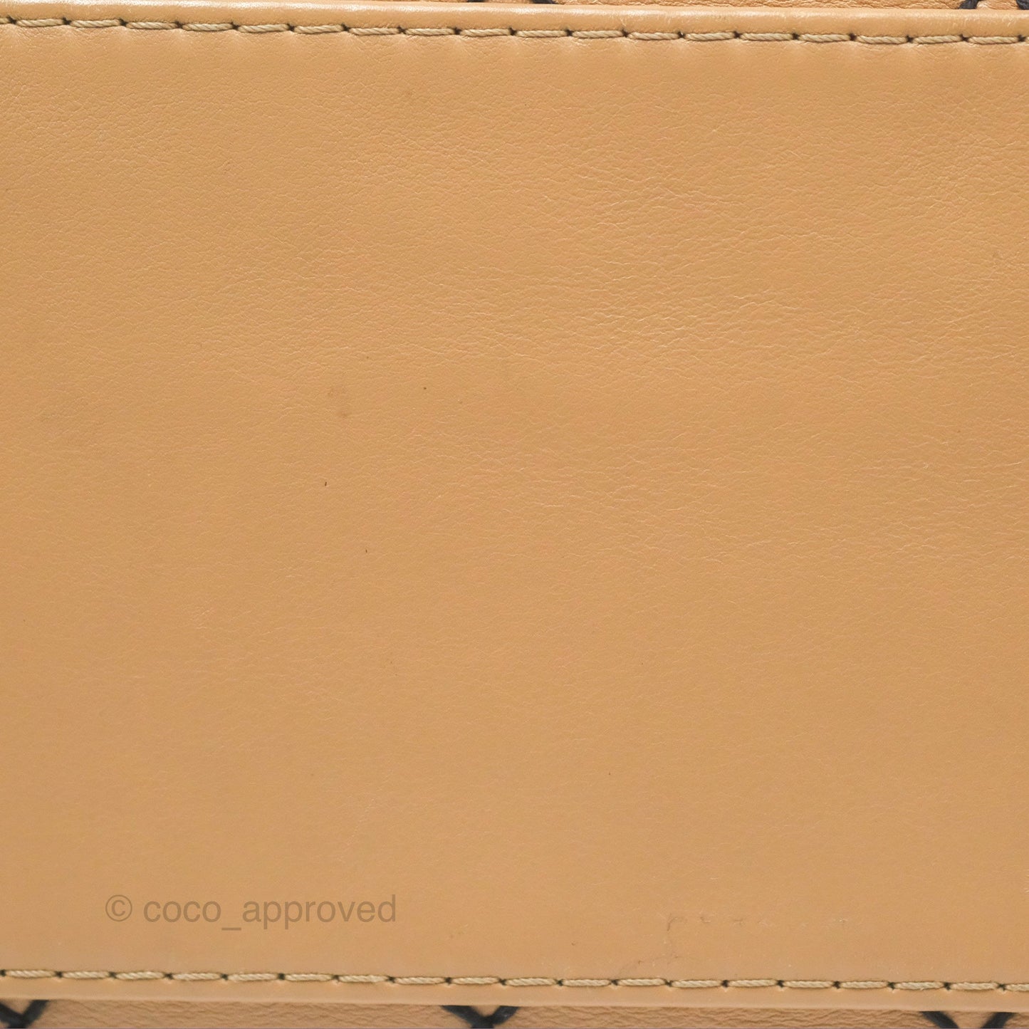 Chanel Contrast Stitch Surpique Bowler Bag Beige Calfskin Matte Black Hardware