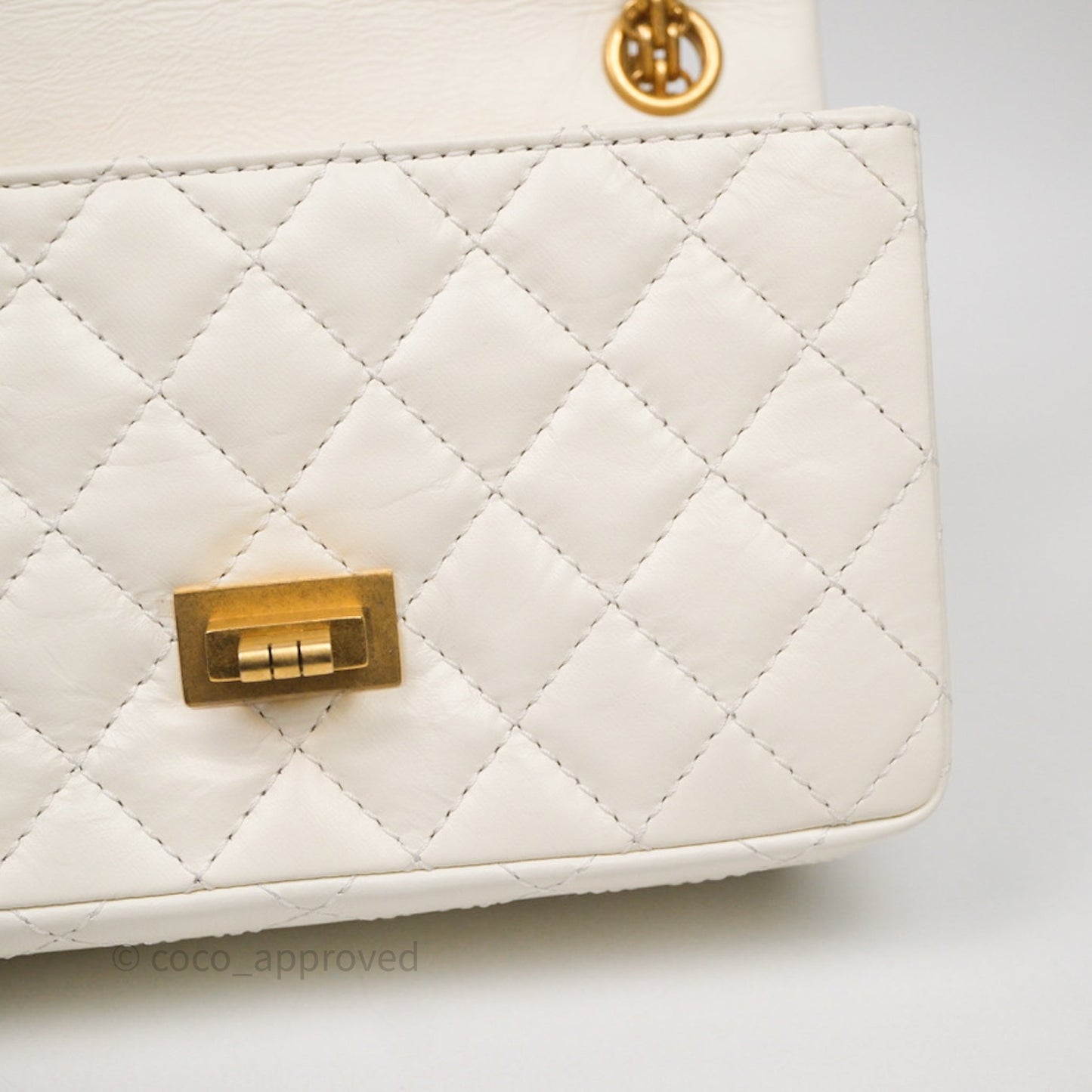 Chanel Mini Reissue 224 White Calfskin Aged Gold Hardware