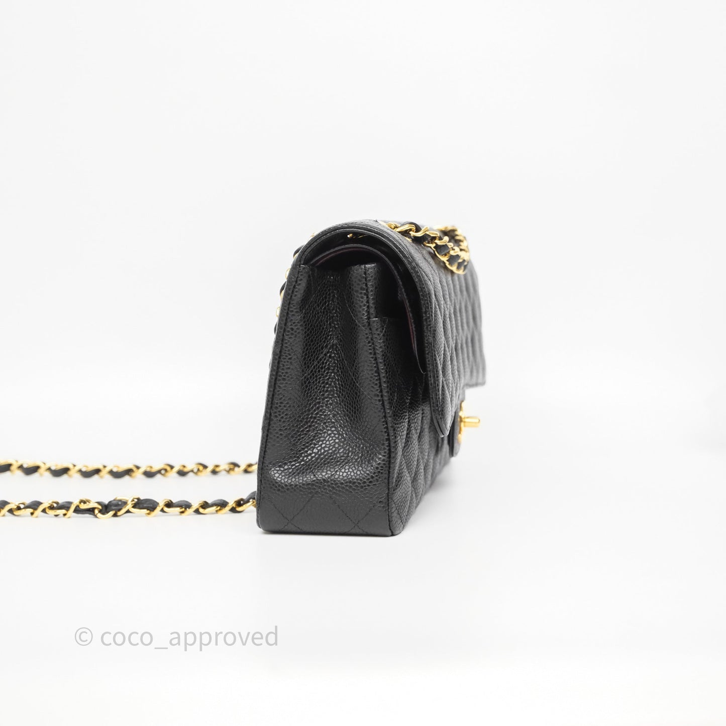 Chanel Classic M/L Medium Double Flap Black Caviar Gold Hardware