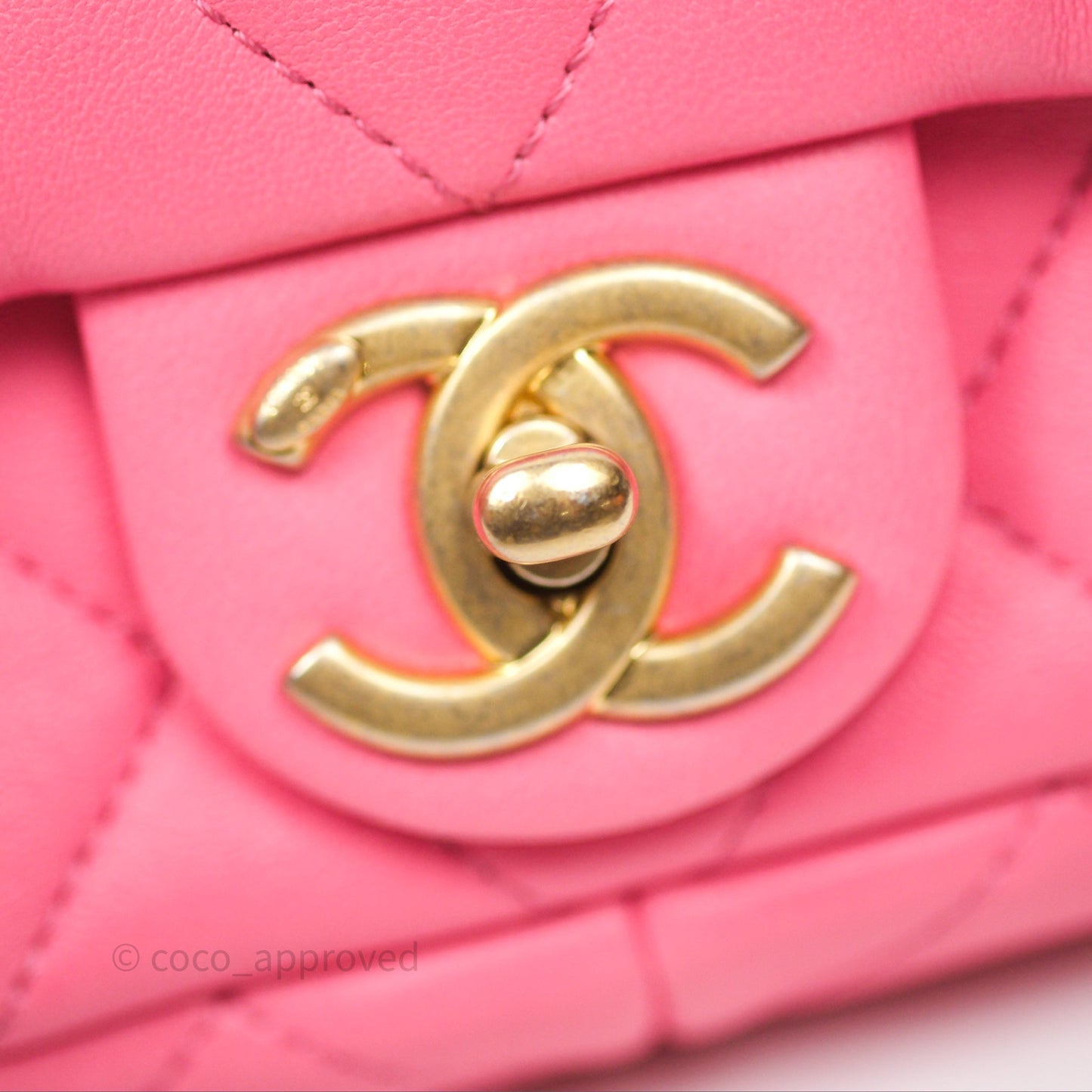 Chanel Quilted Mini CC Funky Town Flap Pink Lambskin Aged Gold Hardware