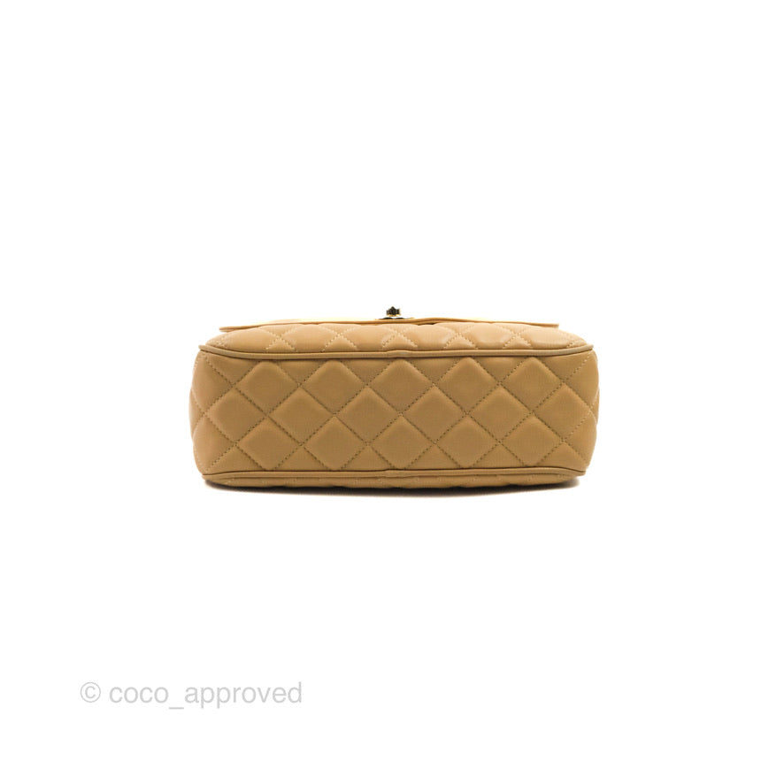 Chanel Calfskin Coco Vintage Camera Case Beige Gold Hardware