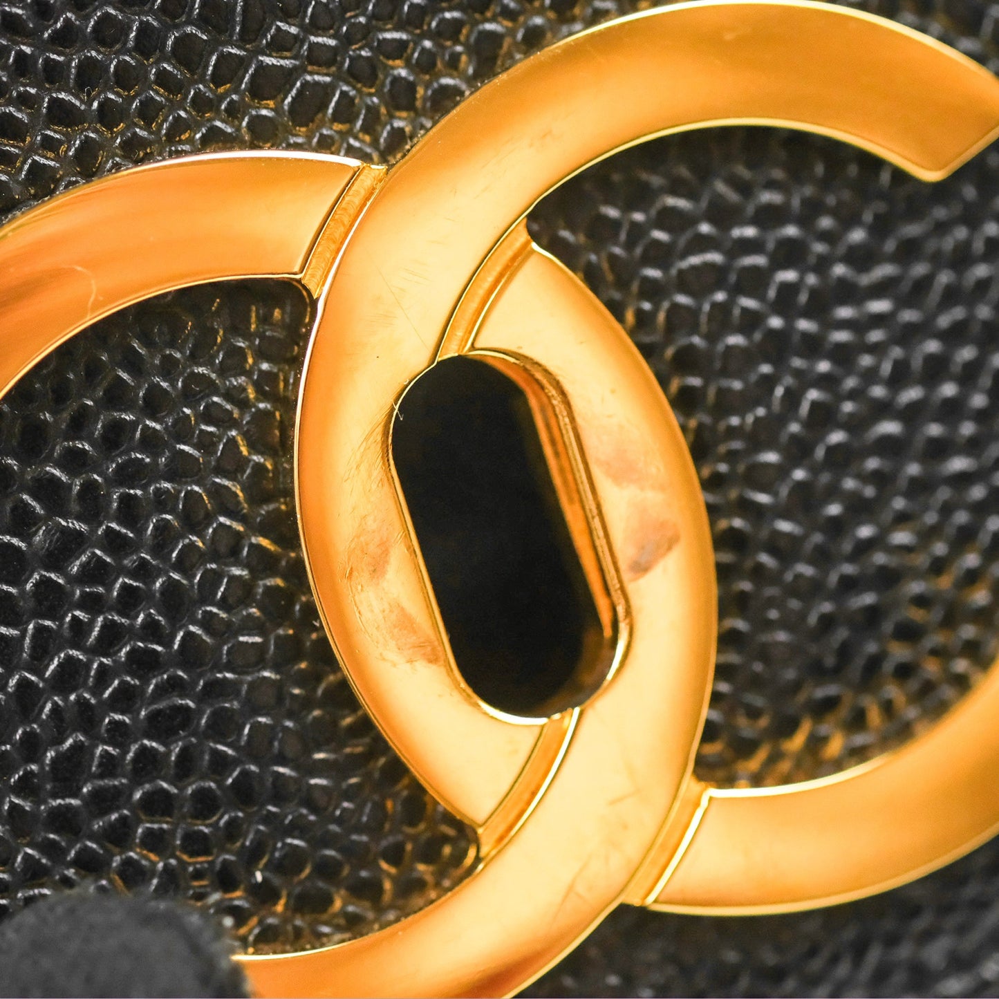 Chanel Vintage Large CC backpack Black Caviar 24K Gold Hardware