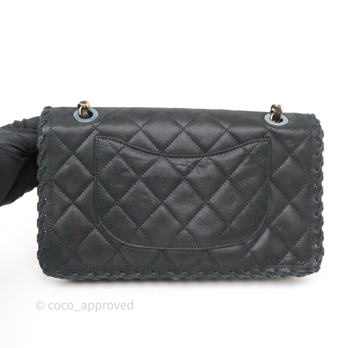 Chanel Braided Flap Bag Black Nubuck Aged Gold Hardware