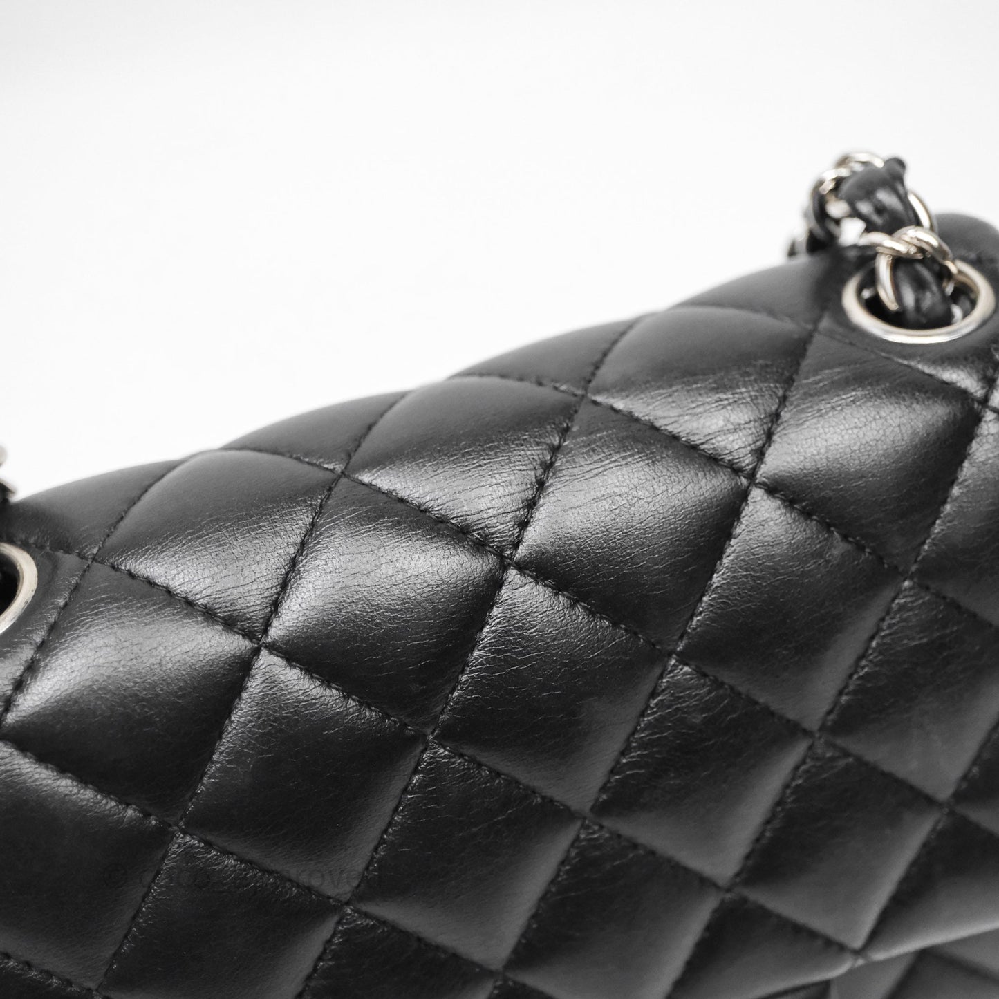 Chanel Mini Square Quilted Black Lambskin Silver Hardware