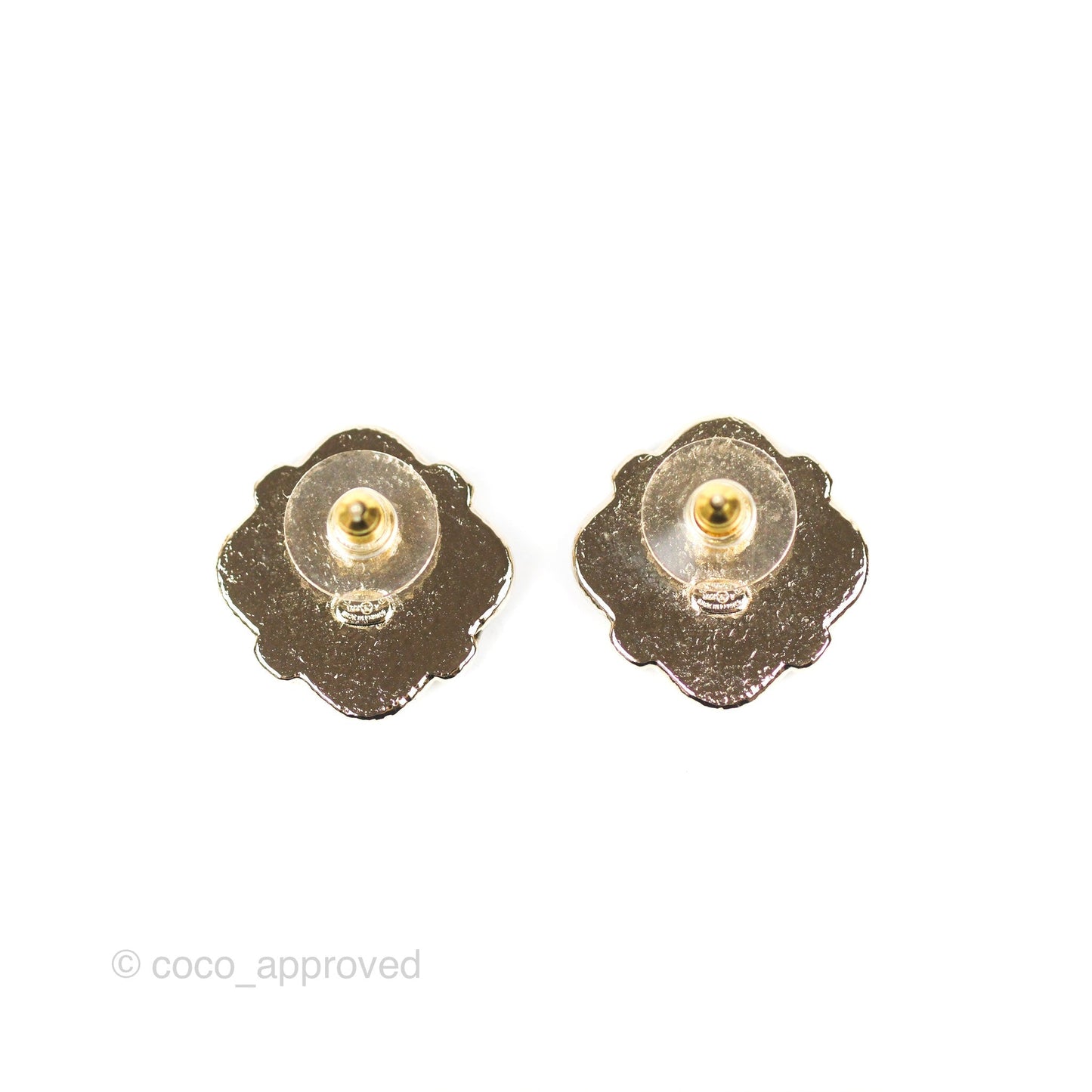 Chanel CC Heart Black Earrings Gold Tone 22V