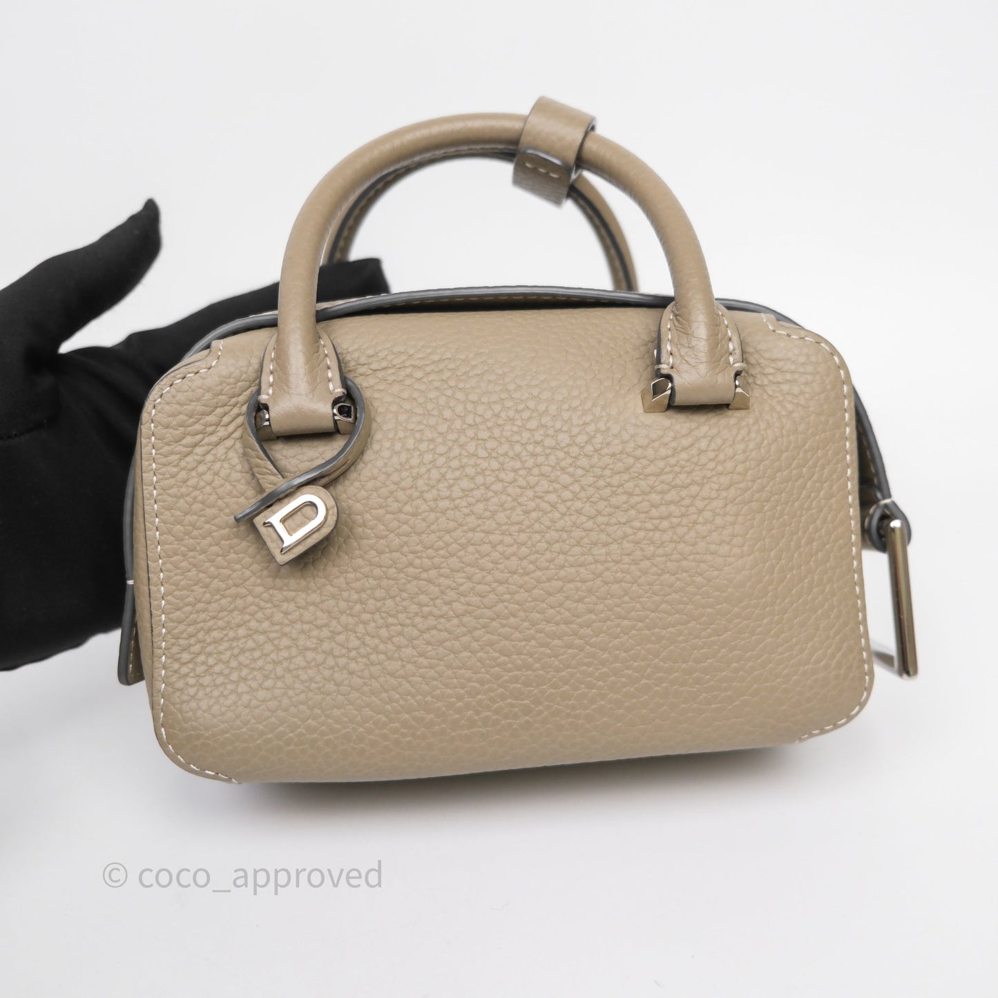 Delvaux Cool Box Nano Ivory Taurillon Soft Grained Calfskin Palladium Hardware