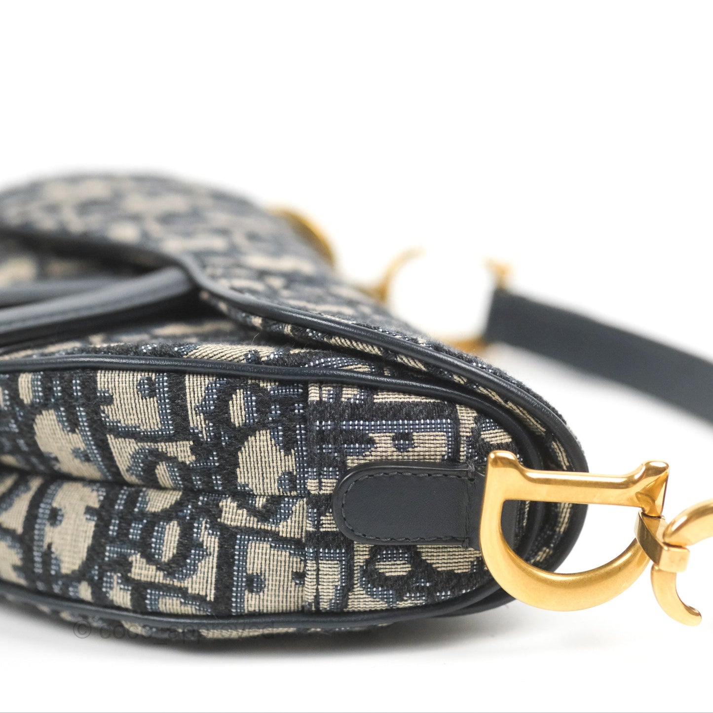 Christian Dior Mini Saddle Bag Blue Oblique Jacquard Gold Hardware
