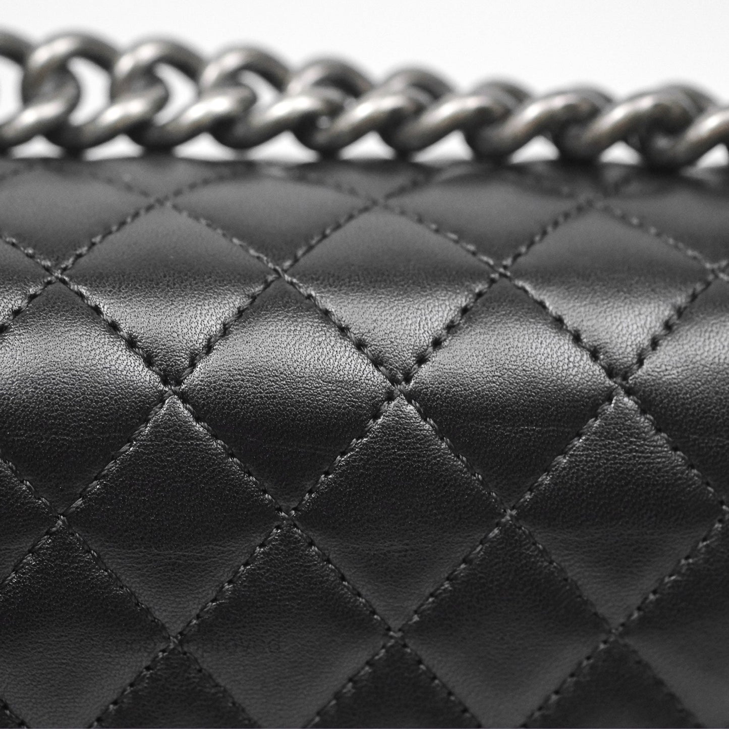 Chanel Quilted New Medium Boy Black Lambskin Ruthenium Hardware