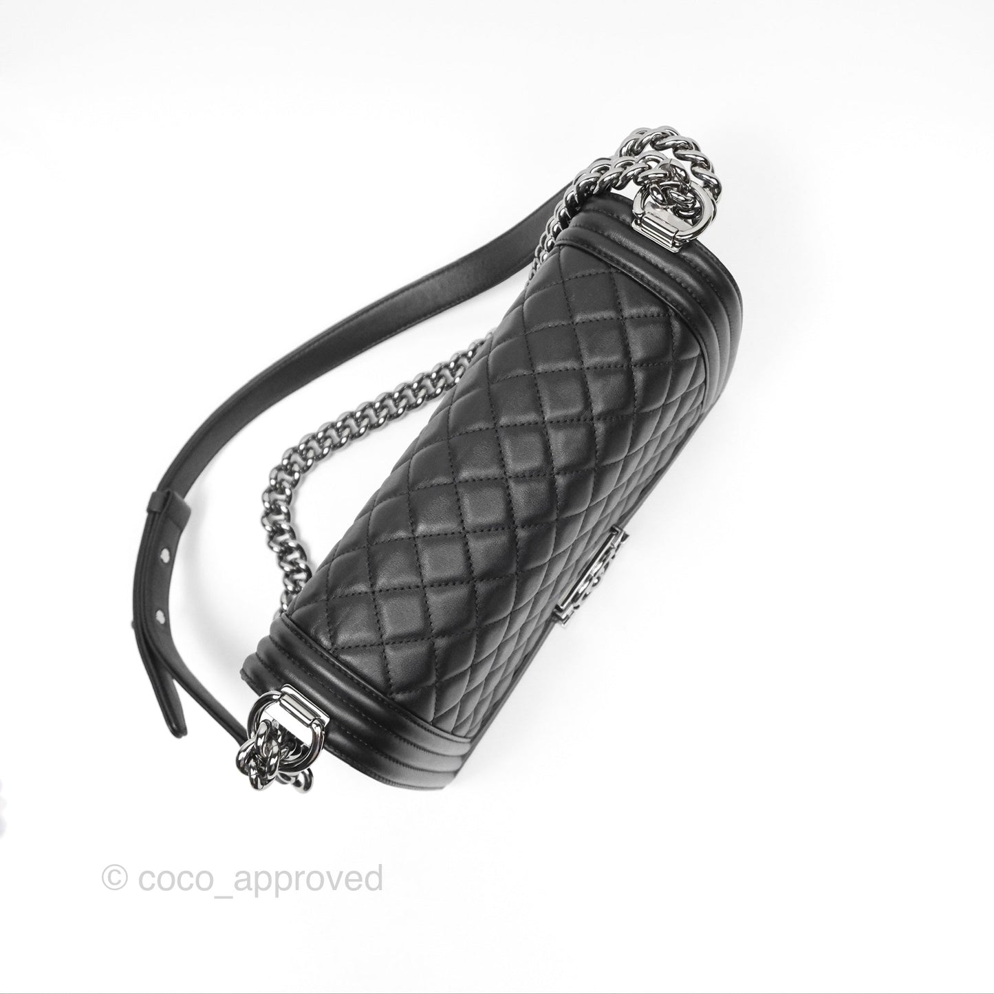 Chanel Medium Boy Quilted Black Calfskin Dark Silver Hardware