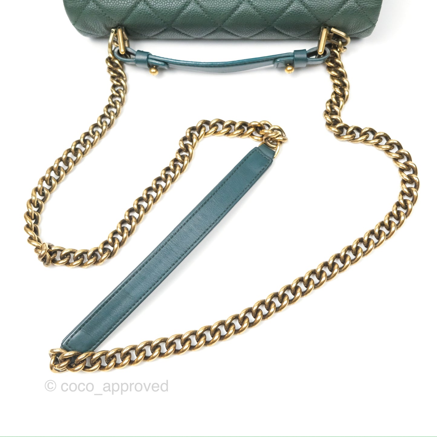 Chanel Globe Trotter Flap Bag Dark Green Caviar Aged Gold Hardware
