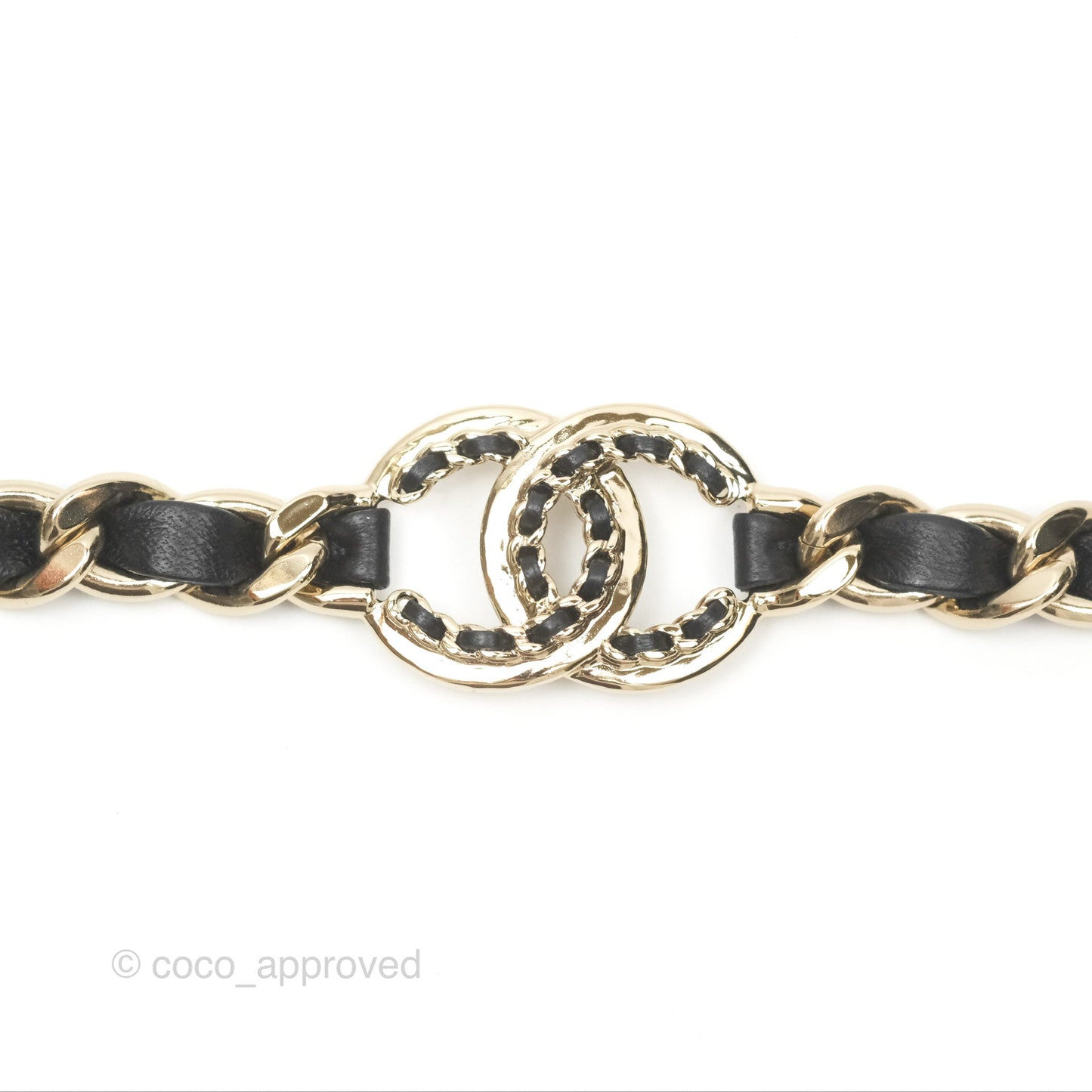 Chanel CC Woven Hair Band/Belt Accessory Black Gold Tone 22P