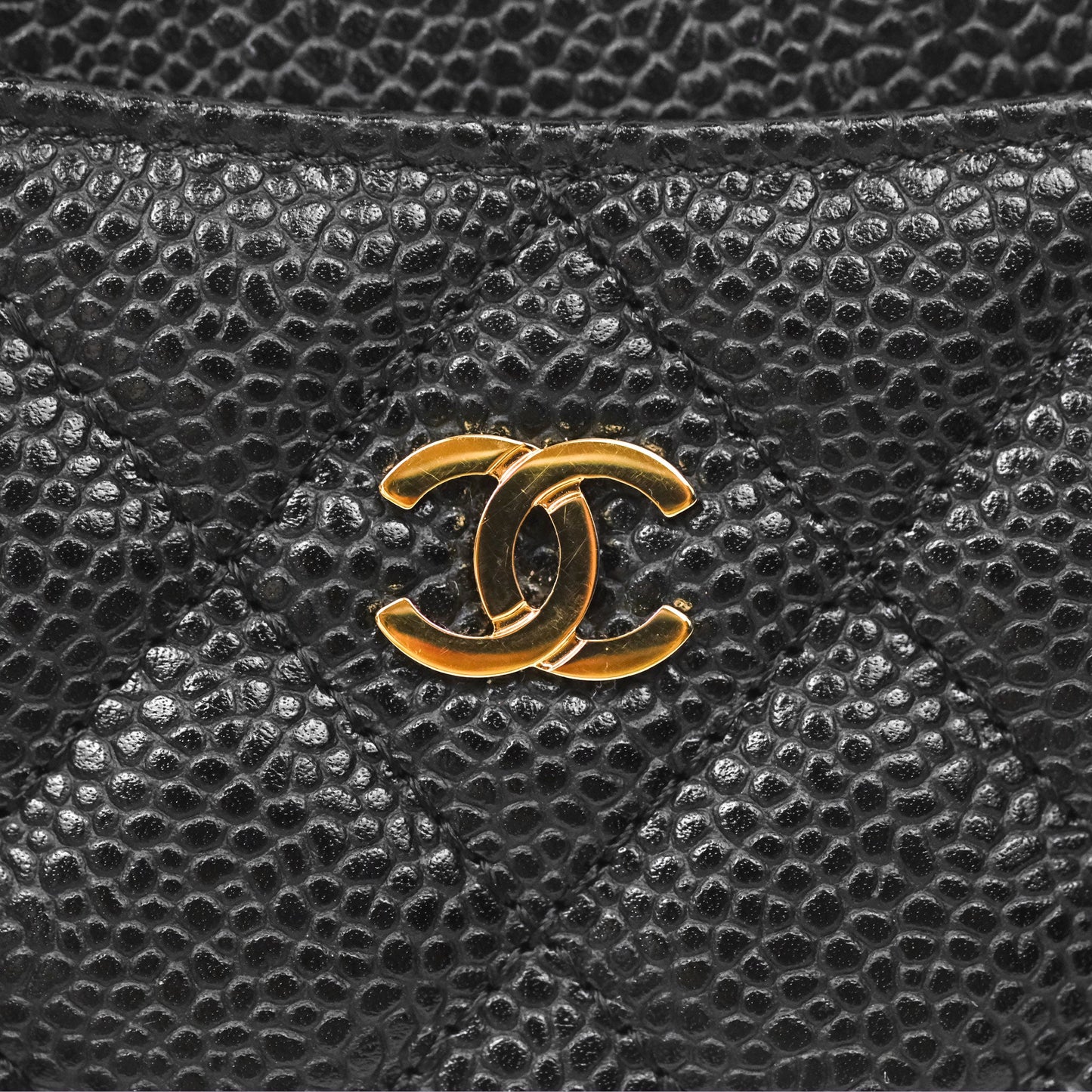 Chanel Classic Flat Card Holder Black Caviar Gold Hardware
