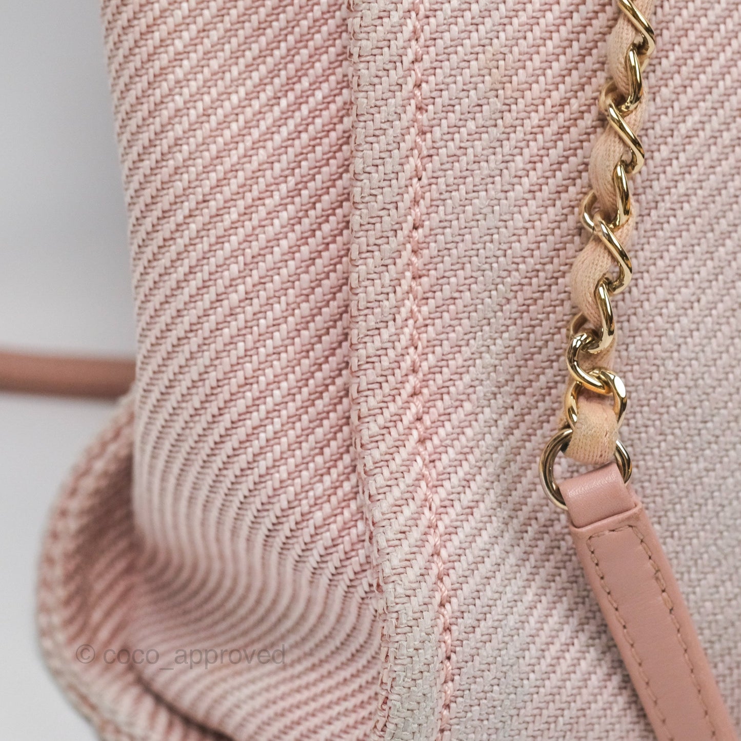 Chanel Small Vertical Deauville Canvas Pink Gold Hardware
