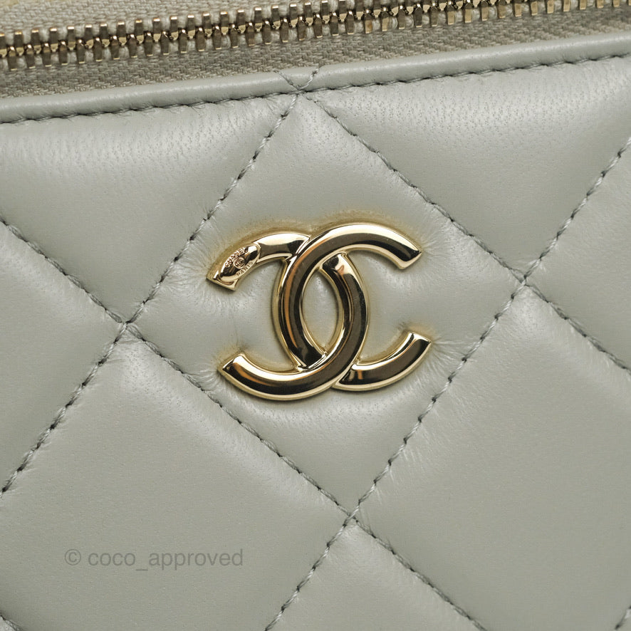 Chanel Vanity with Resin Chain Grey Lambskin Gold Hardware