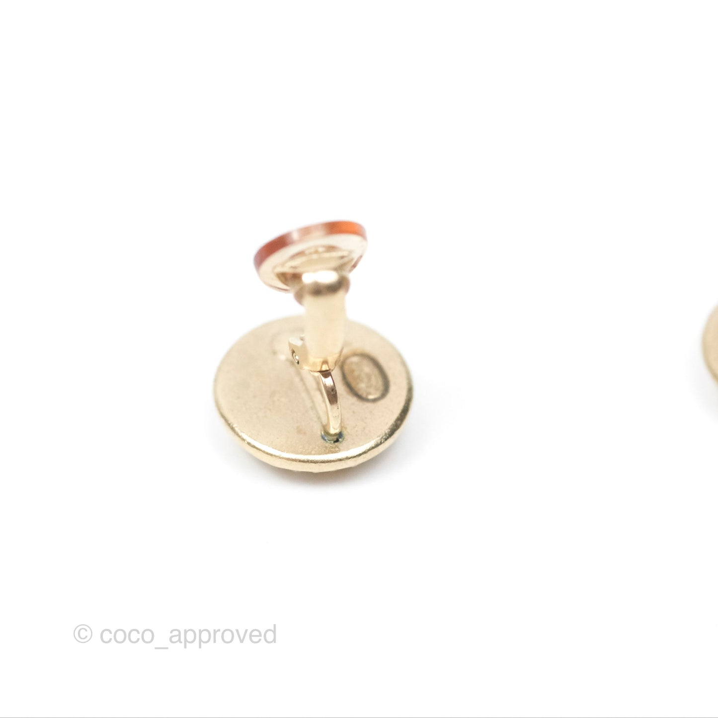 Chanel CC Crystal Round Ear Clips Gold Tone 16B