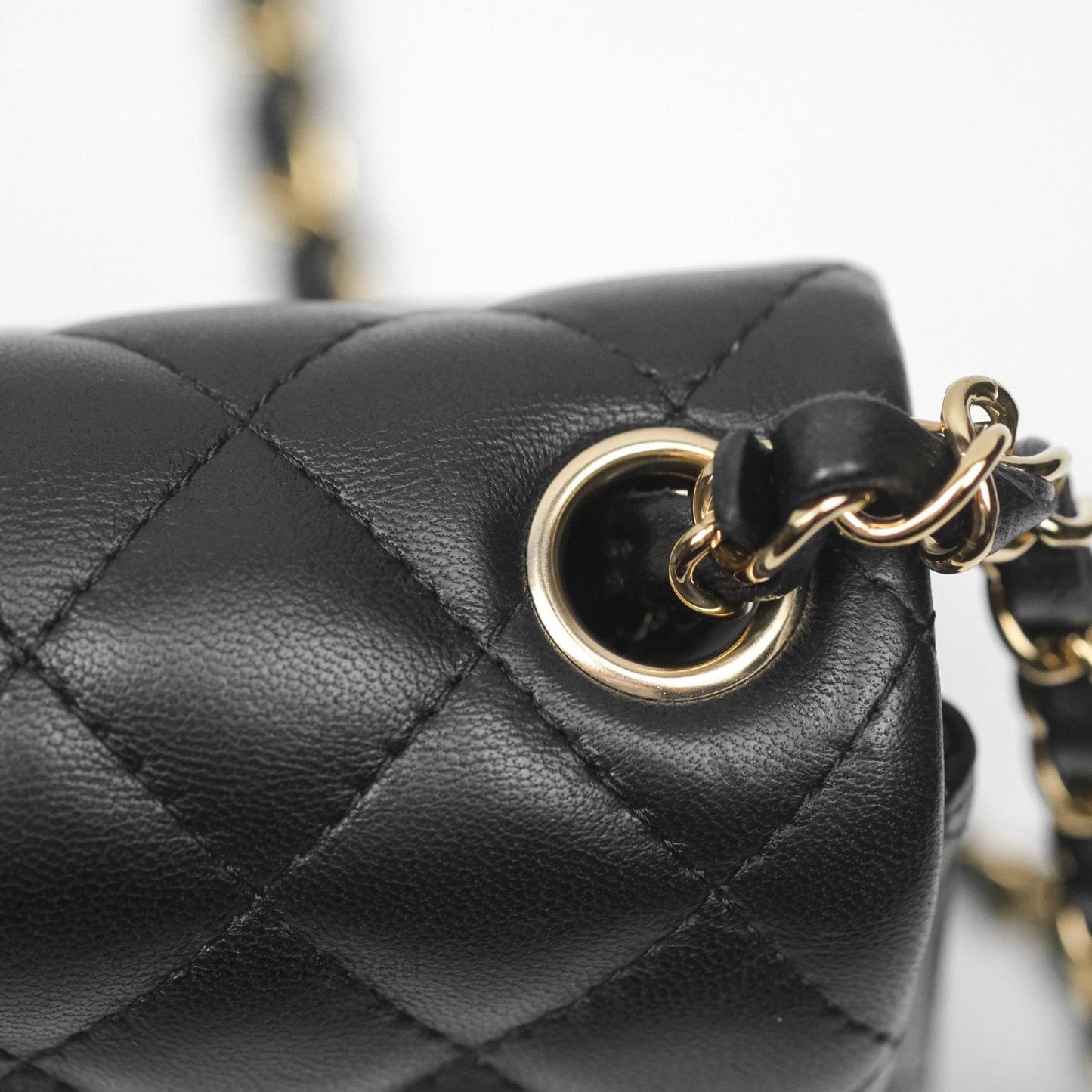 Chanel Mini Square Black Lambskin Gold Hardware