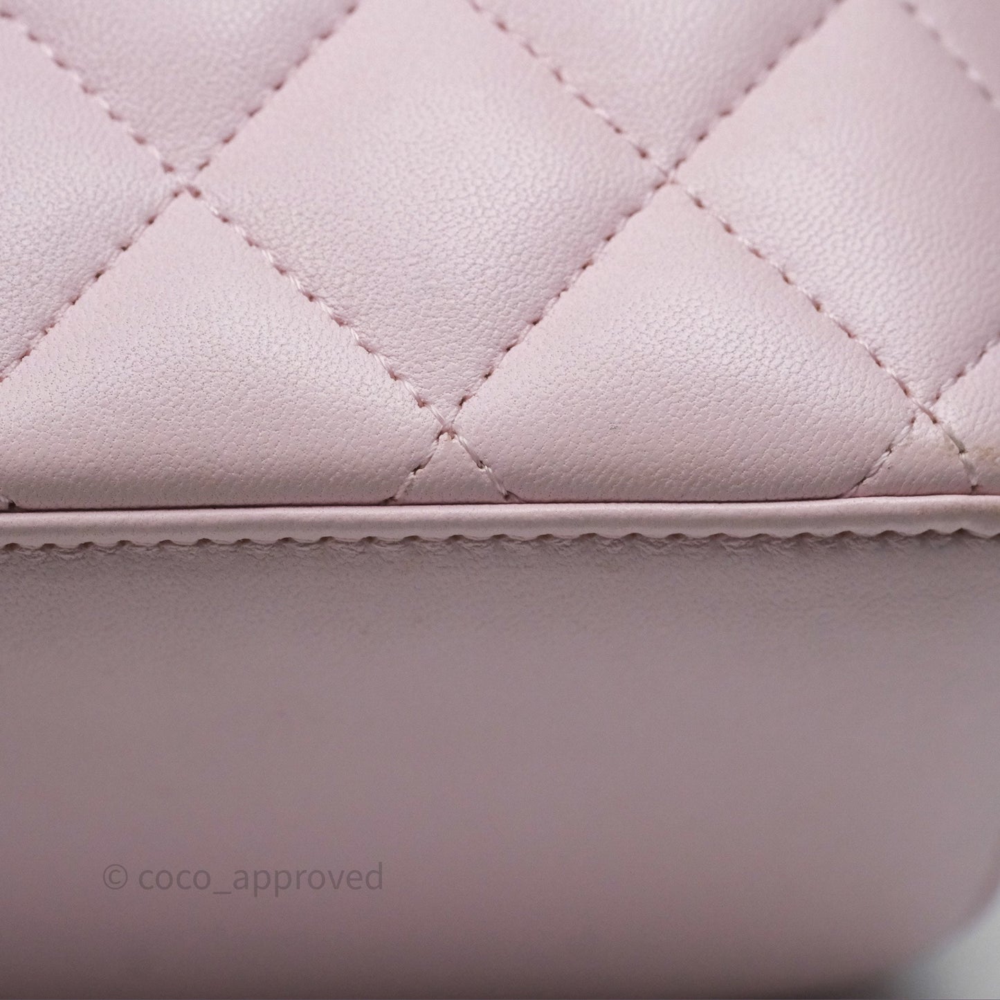 Chanel Vanity Rectangular Top Handle Light Pink Lambskin Gold Hardware