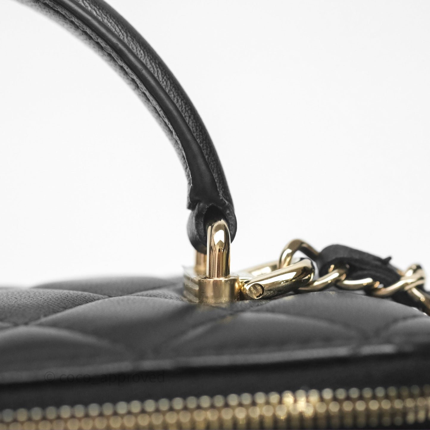 Chanel Classic Vanity Rectangular Top Handle With Chain Black Lambskin Gold Hardware