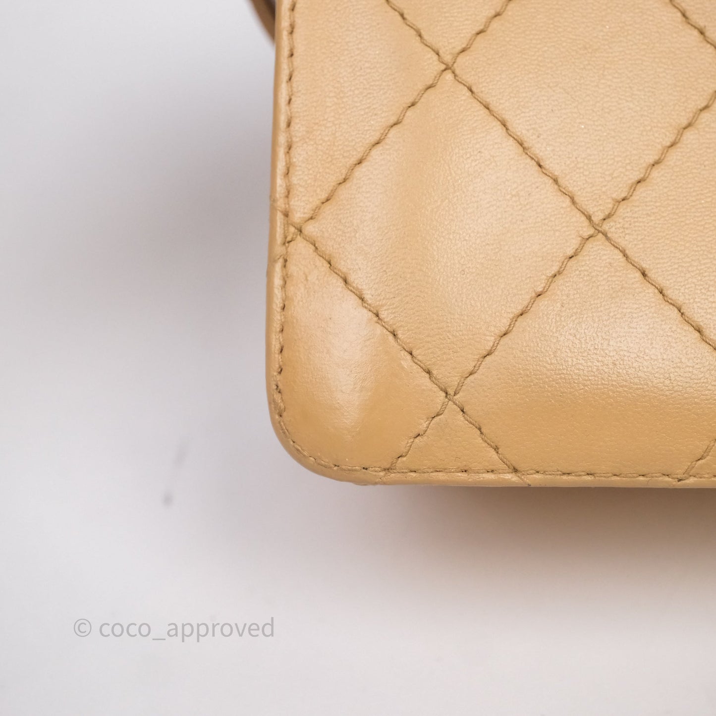 Chanel Vintage Quilted Kelly Shoulder Bag Beige Silver Hardware