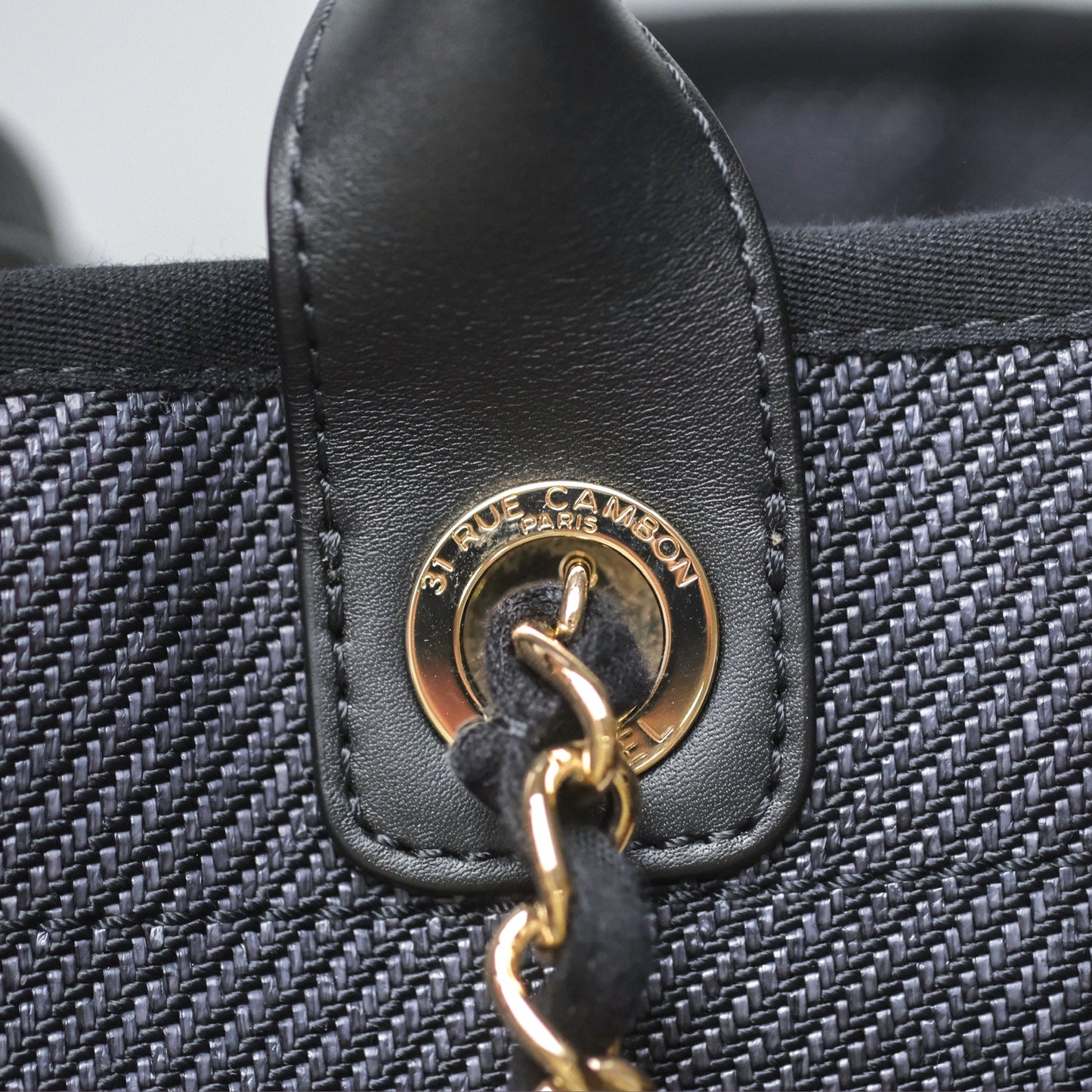 Chanel Canvas Deauville Large Tote Navy Gold Hardware